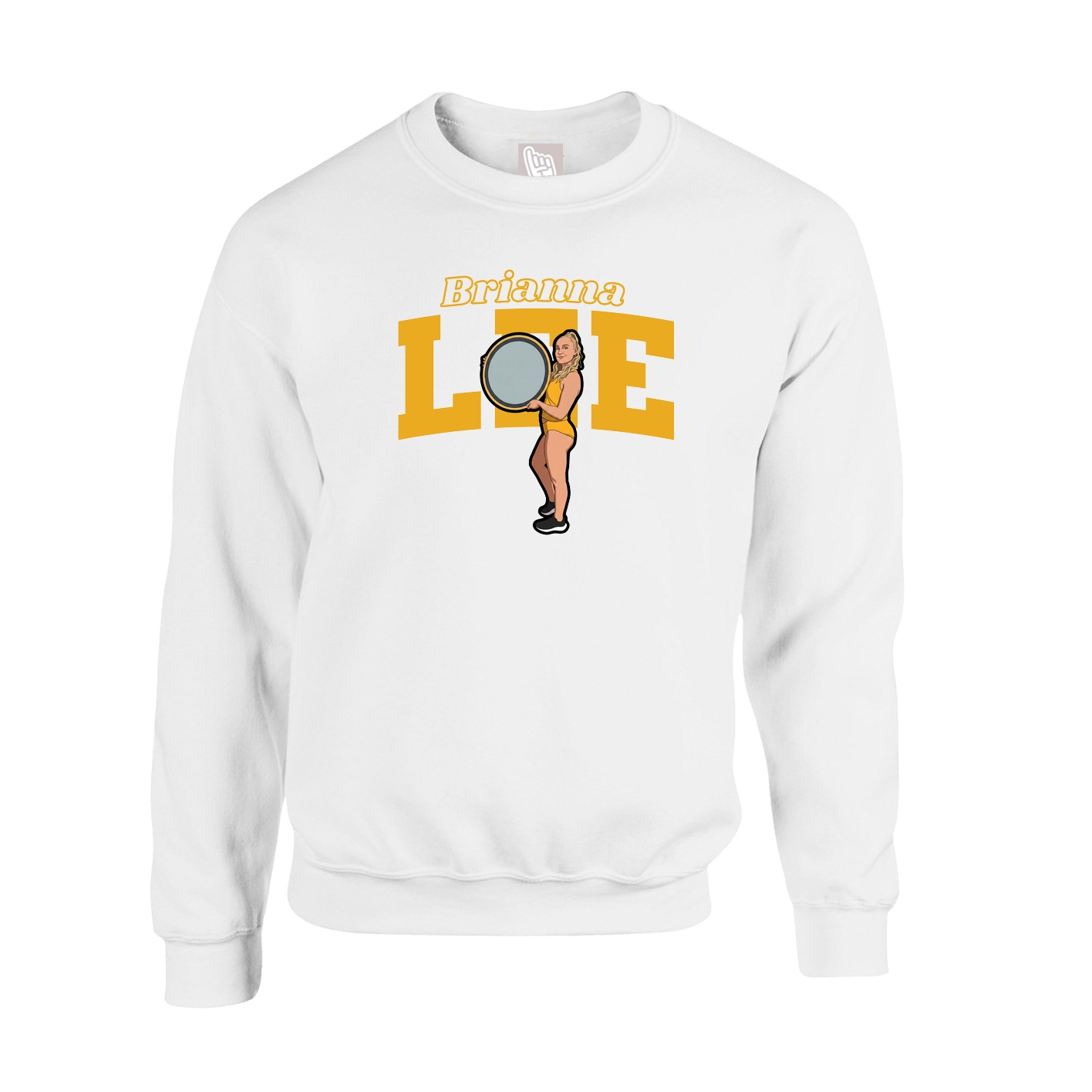 Fleece Crew — Name Arch in White