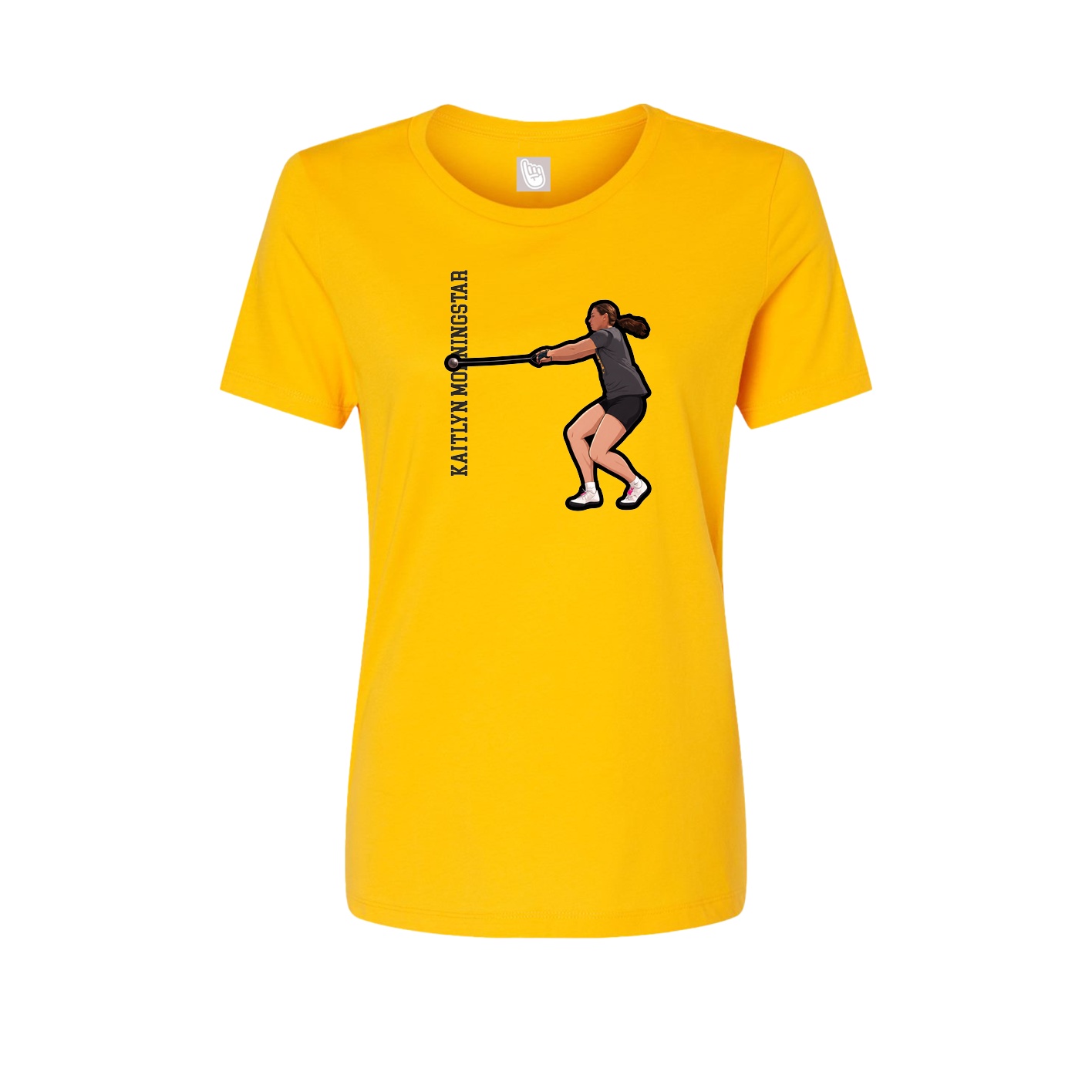 Fitted Women's Tee — Name Vertical in Gold