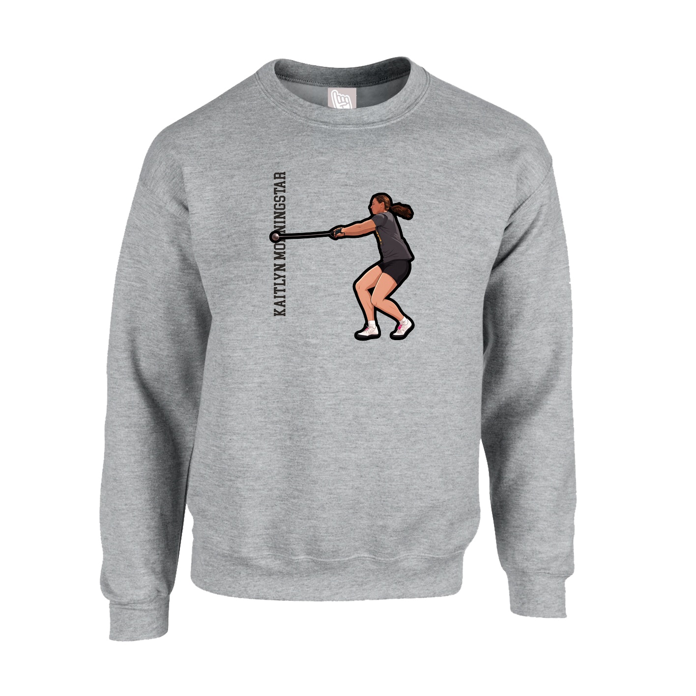 Fleece Crew — Name Vertical in Grey