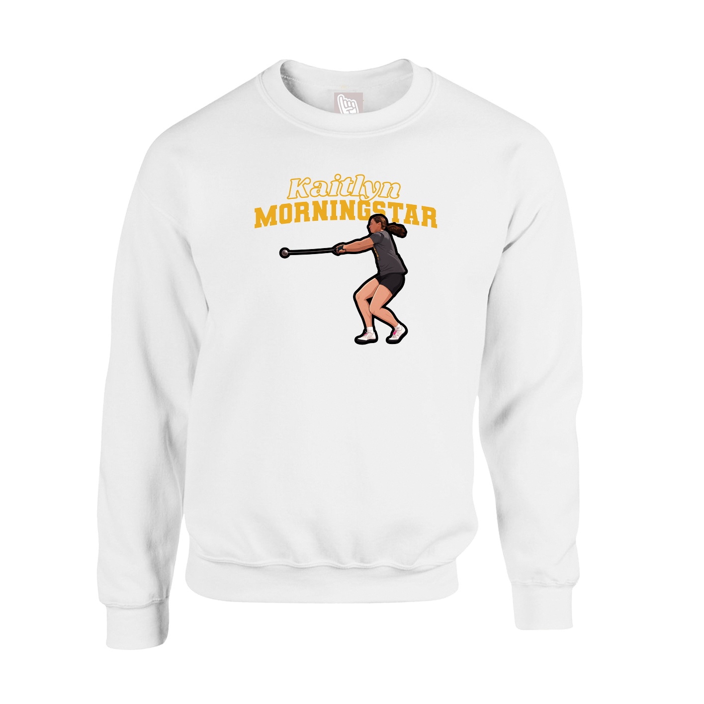 Fleece Crew — Name Arch in White