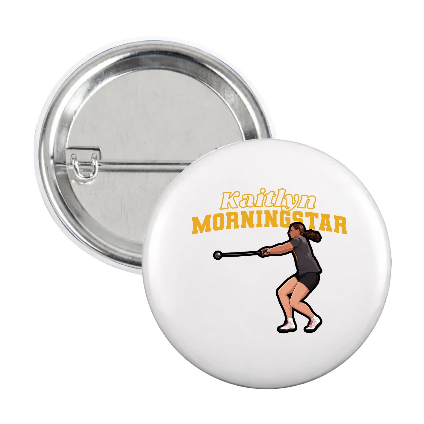 Game Day Button — Name Arch in White