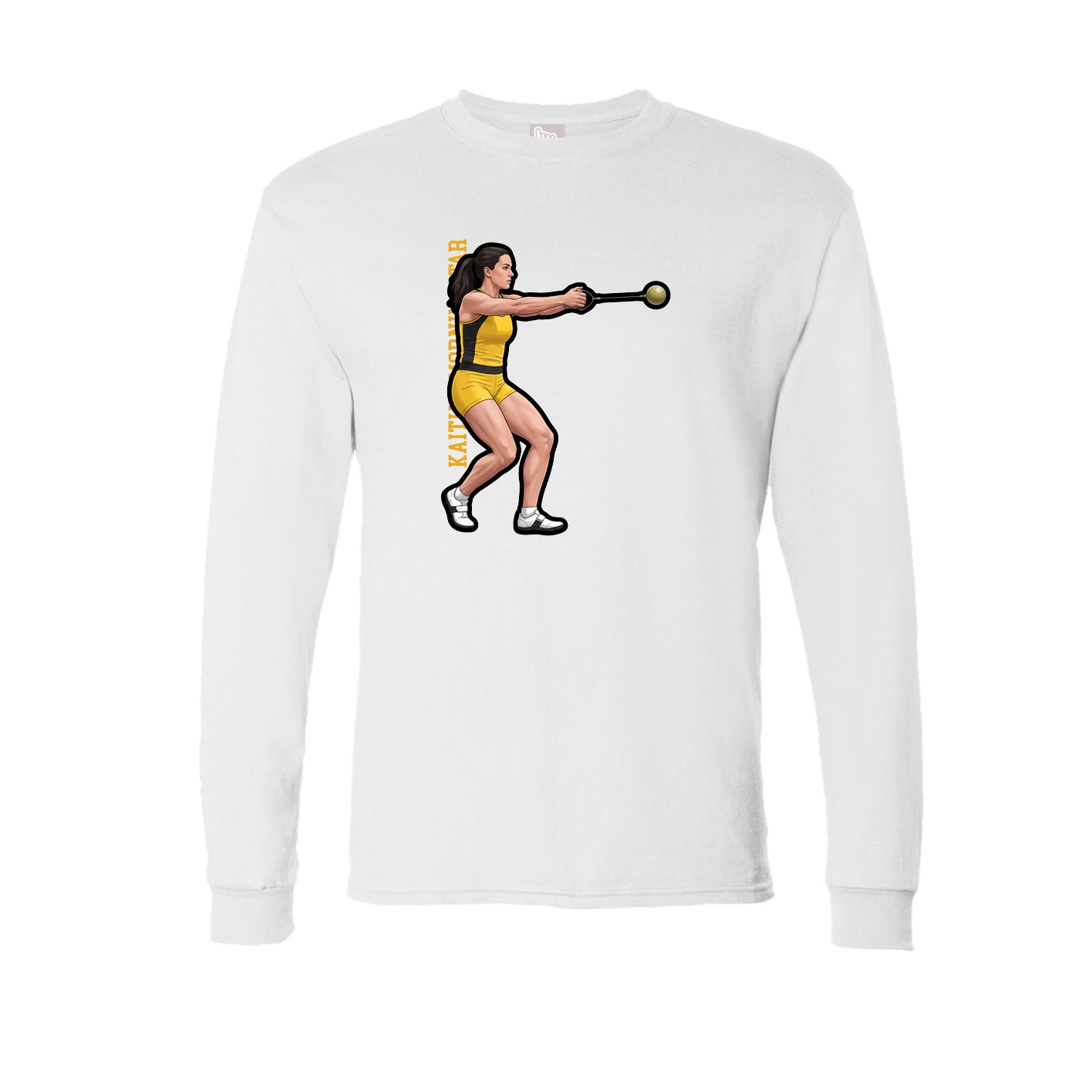 Long Sleeve Tee — Name Vertical in White