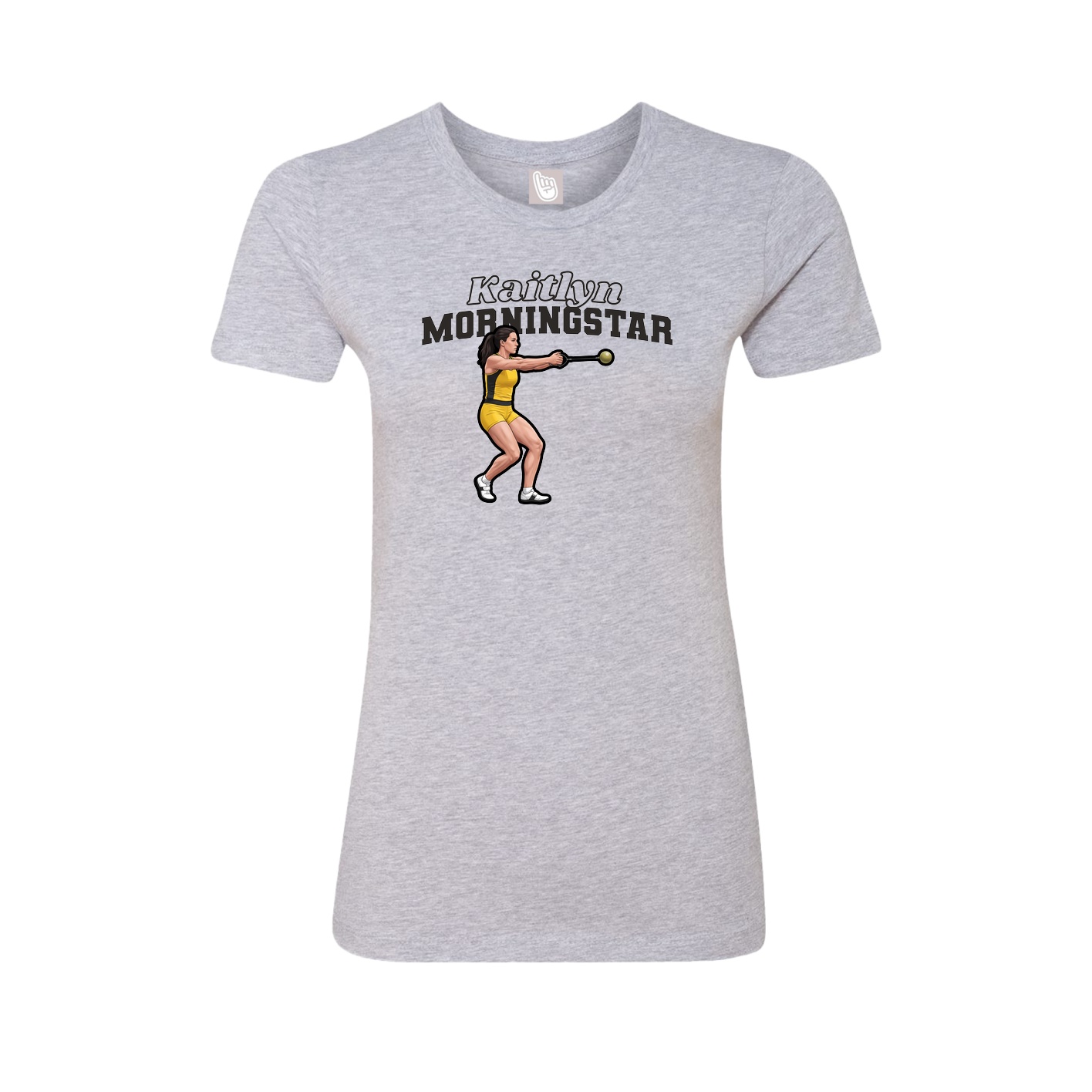 Fitted Women's Tee — Name Arch in Grey