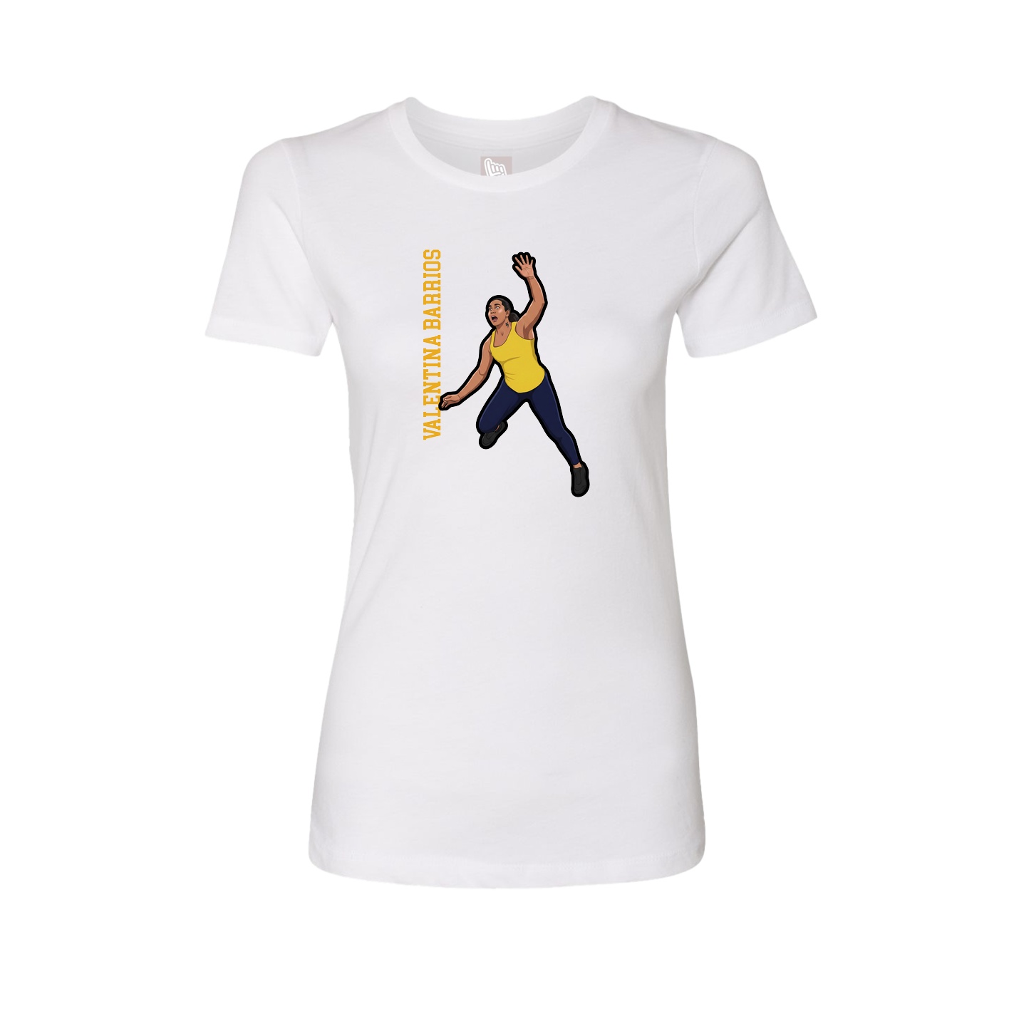 Womens Tee — Name Vertical in White