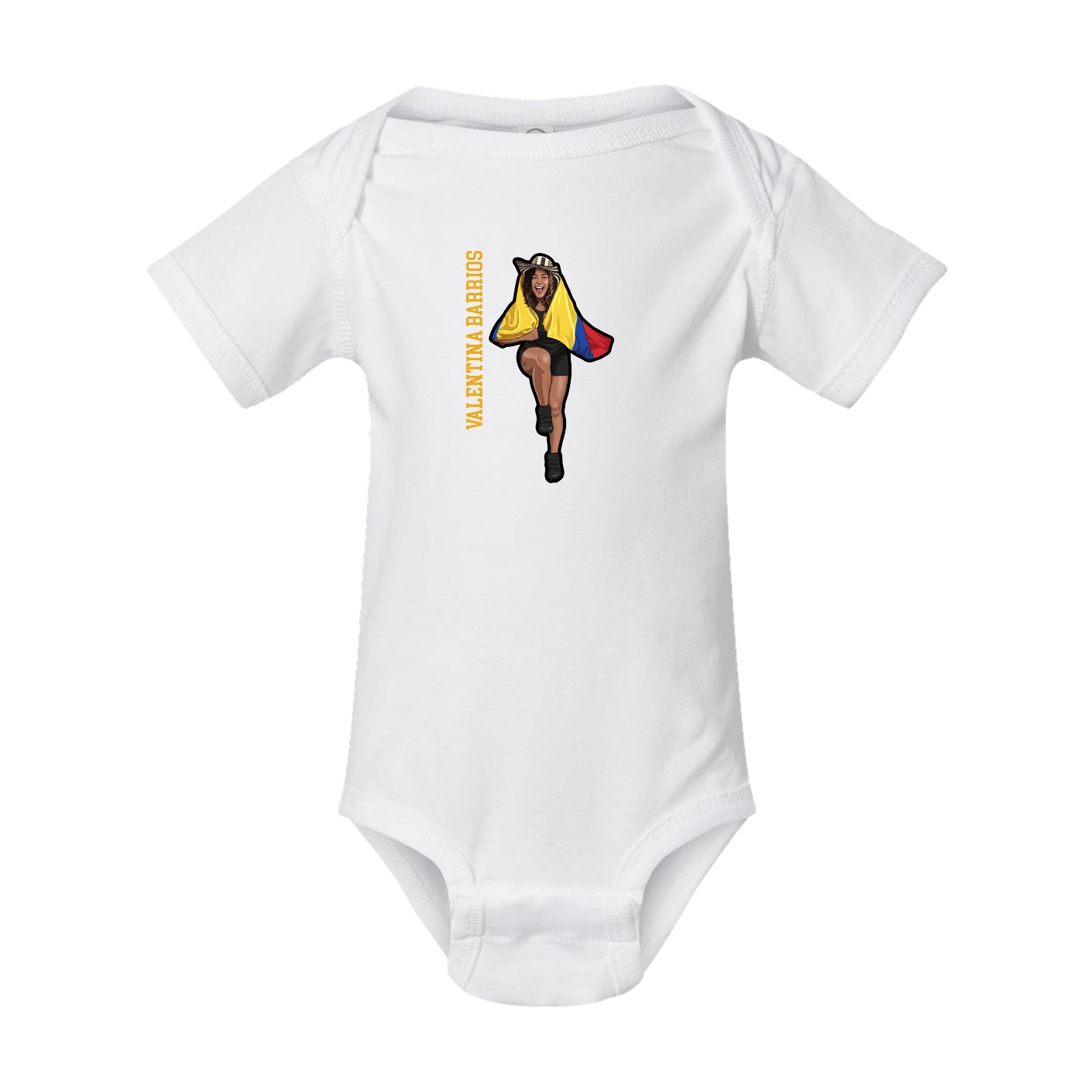 Baby Onesie — Name Vertical in White