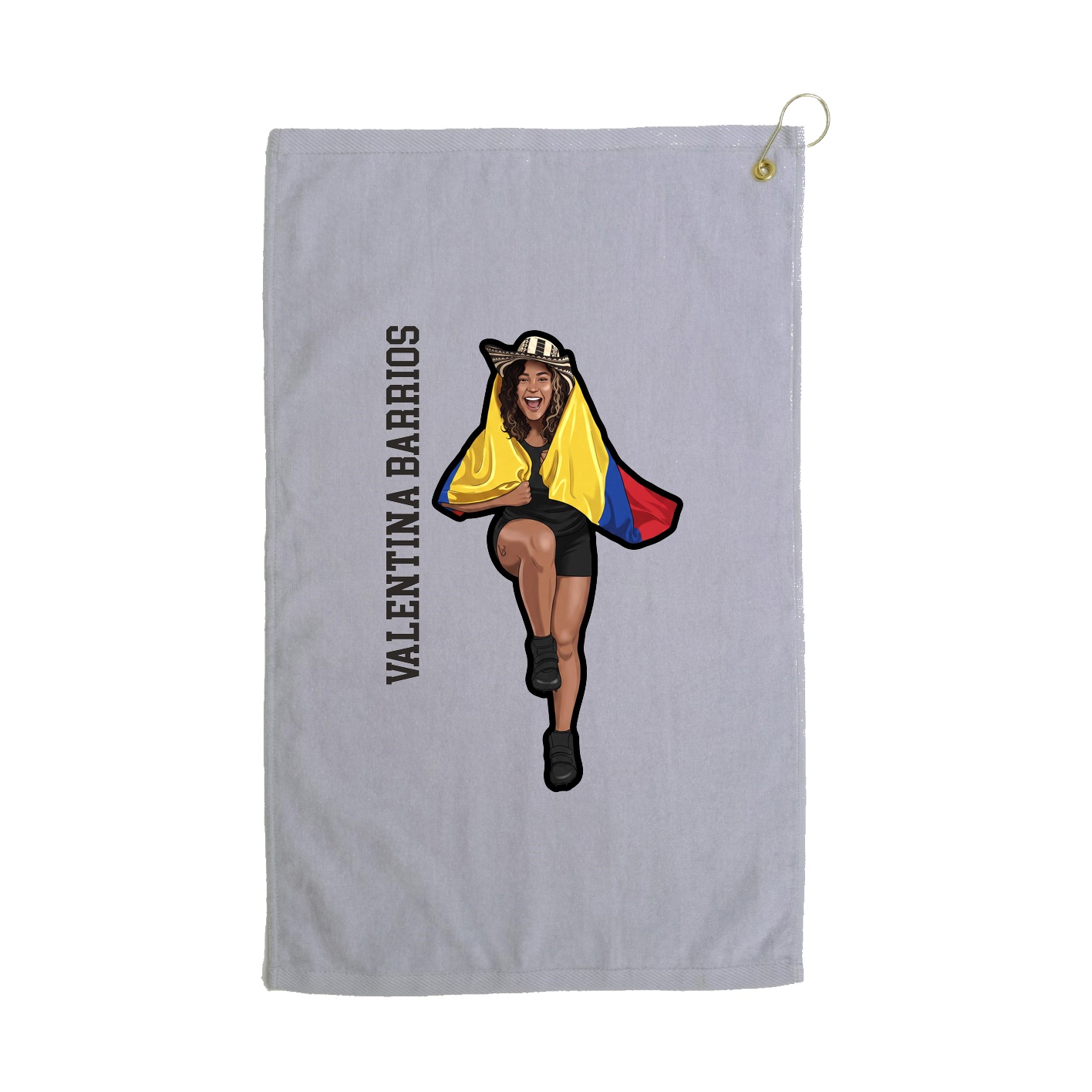 Golf Towel — Name Vertical in Grey
