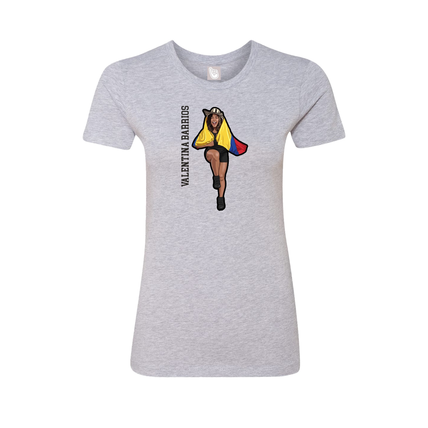 Womens Tee — Name Vertical in Grey