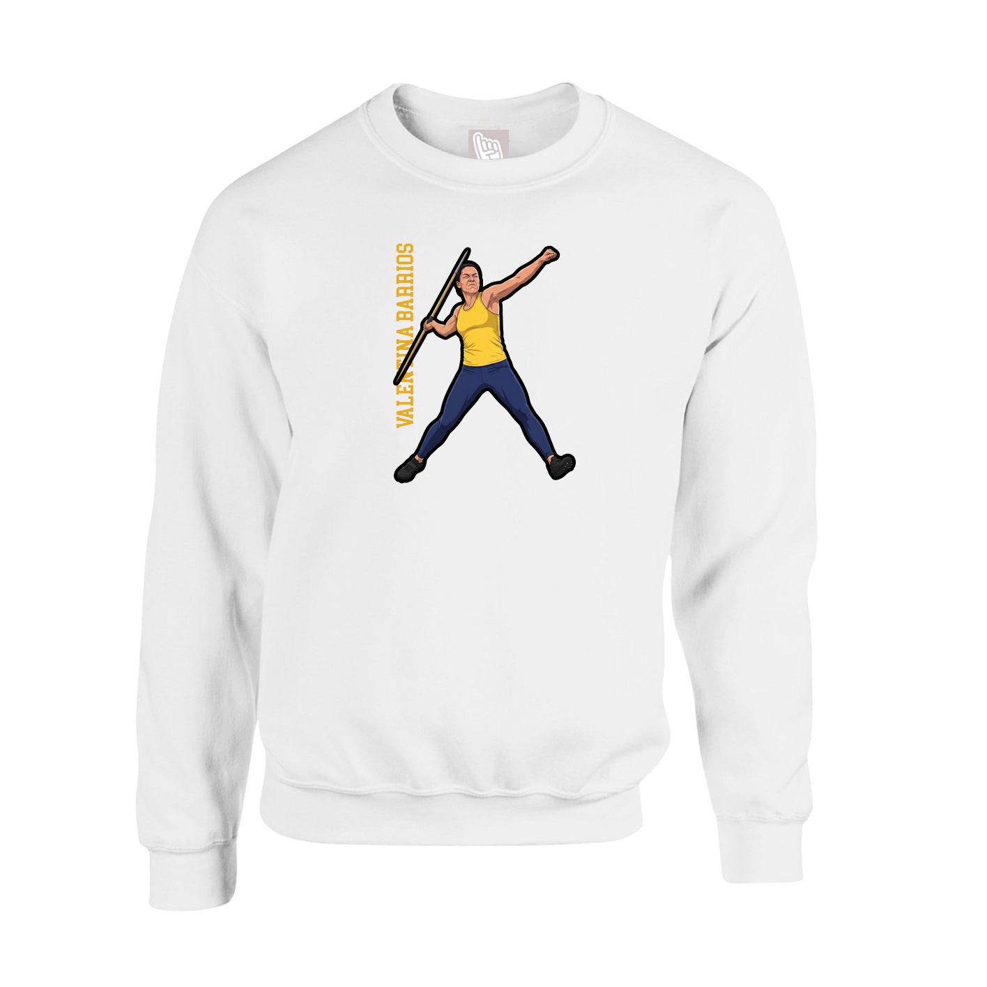 Fleece Crew — Name Vertical in White