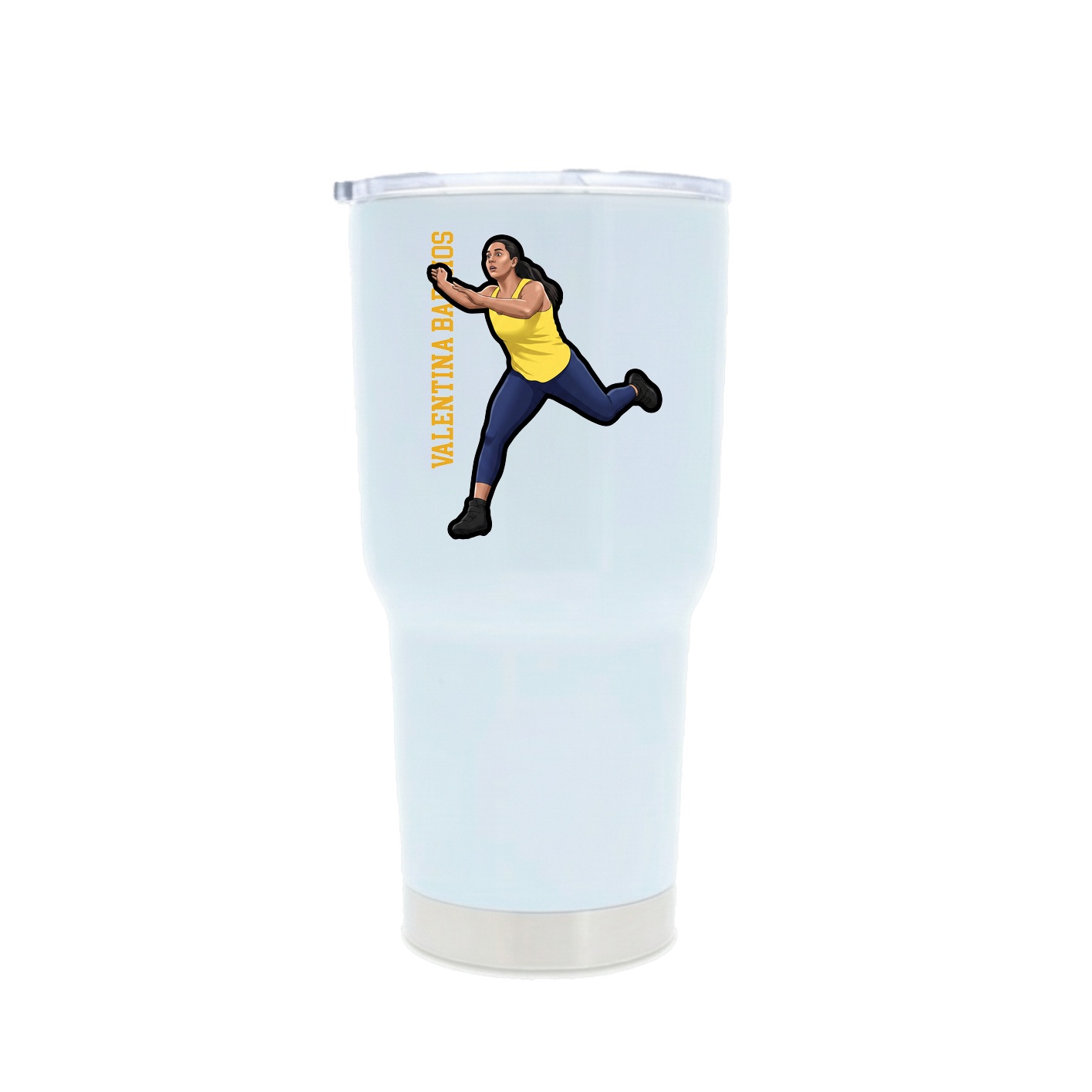 30oz Stainless Steel Tumbler — Name Vertical in White