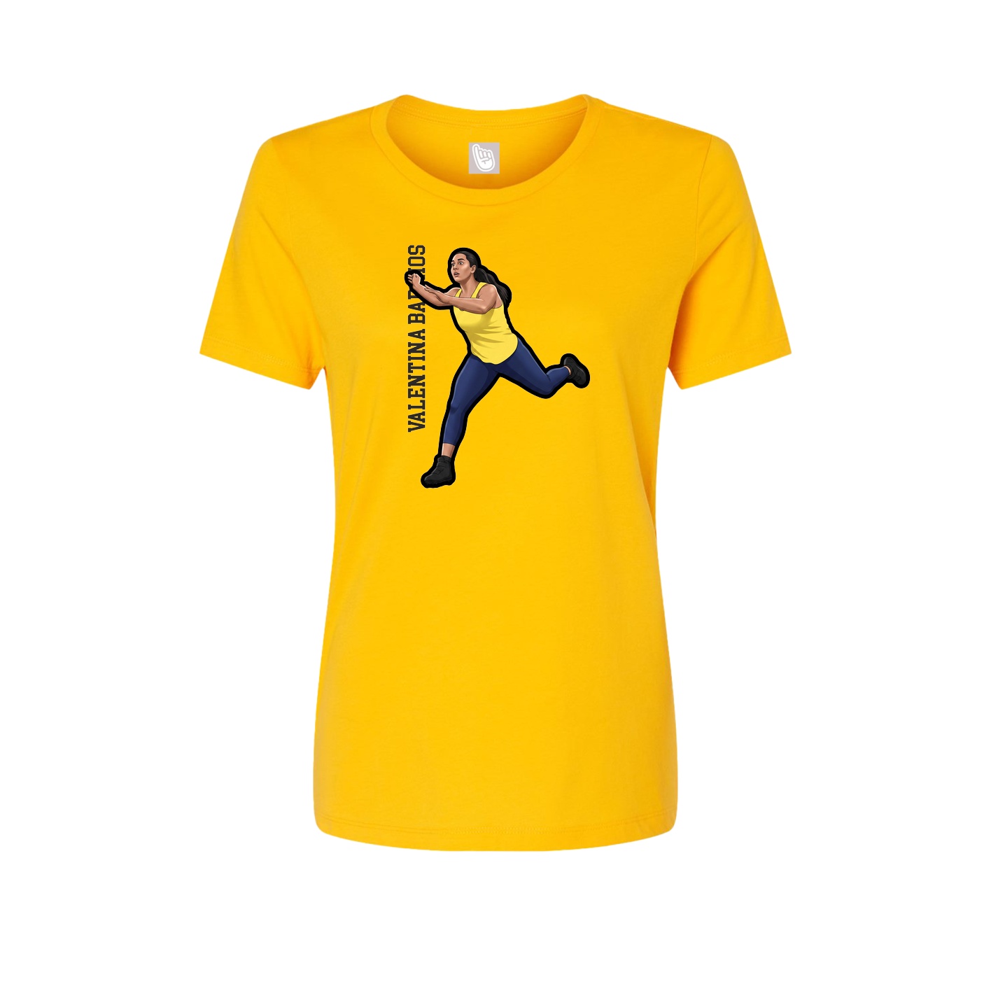 Womens Tee — Name Vertical in Gold