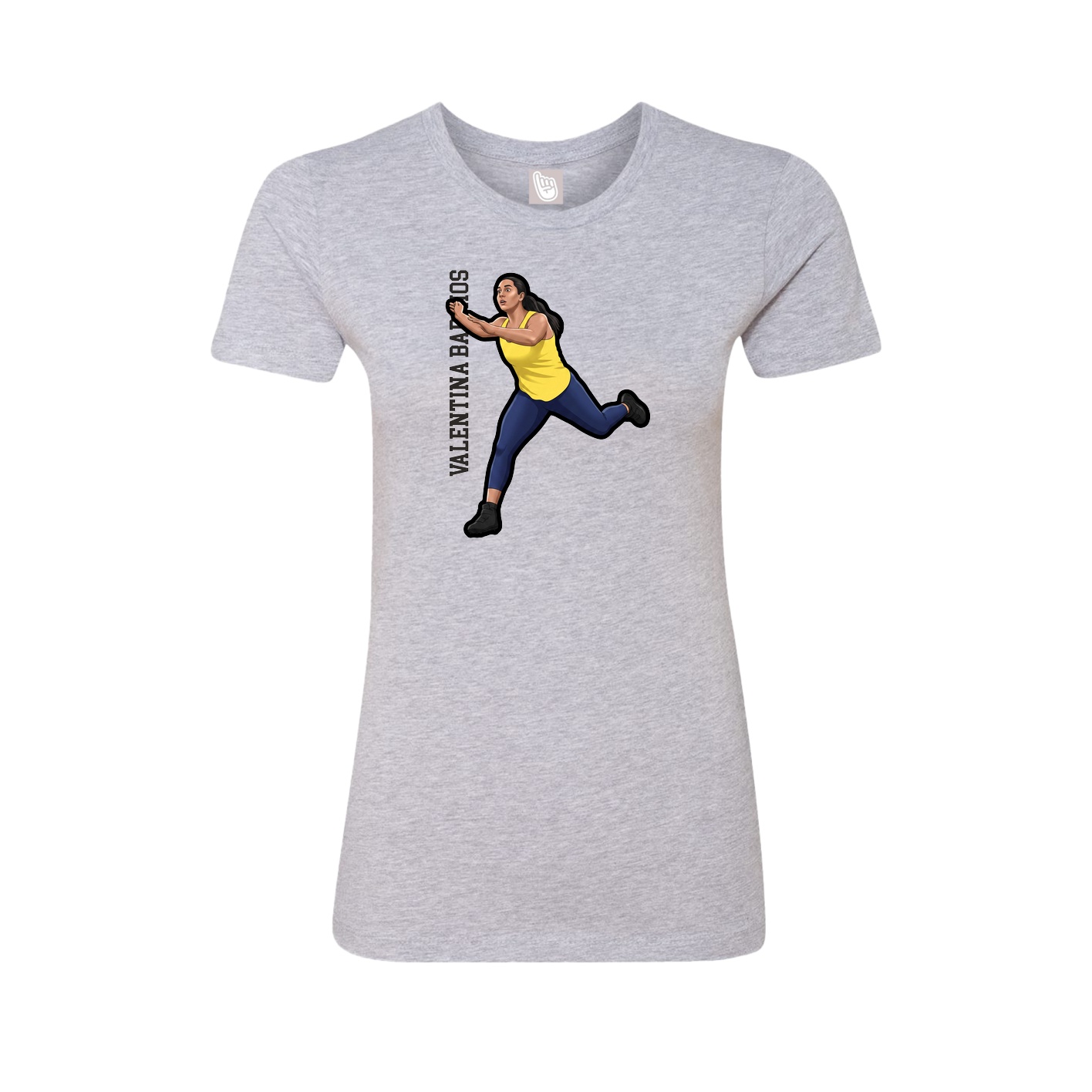 Fitted Women's Tee — Name Vertical in Grey