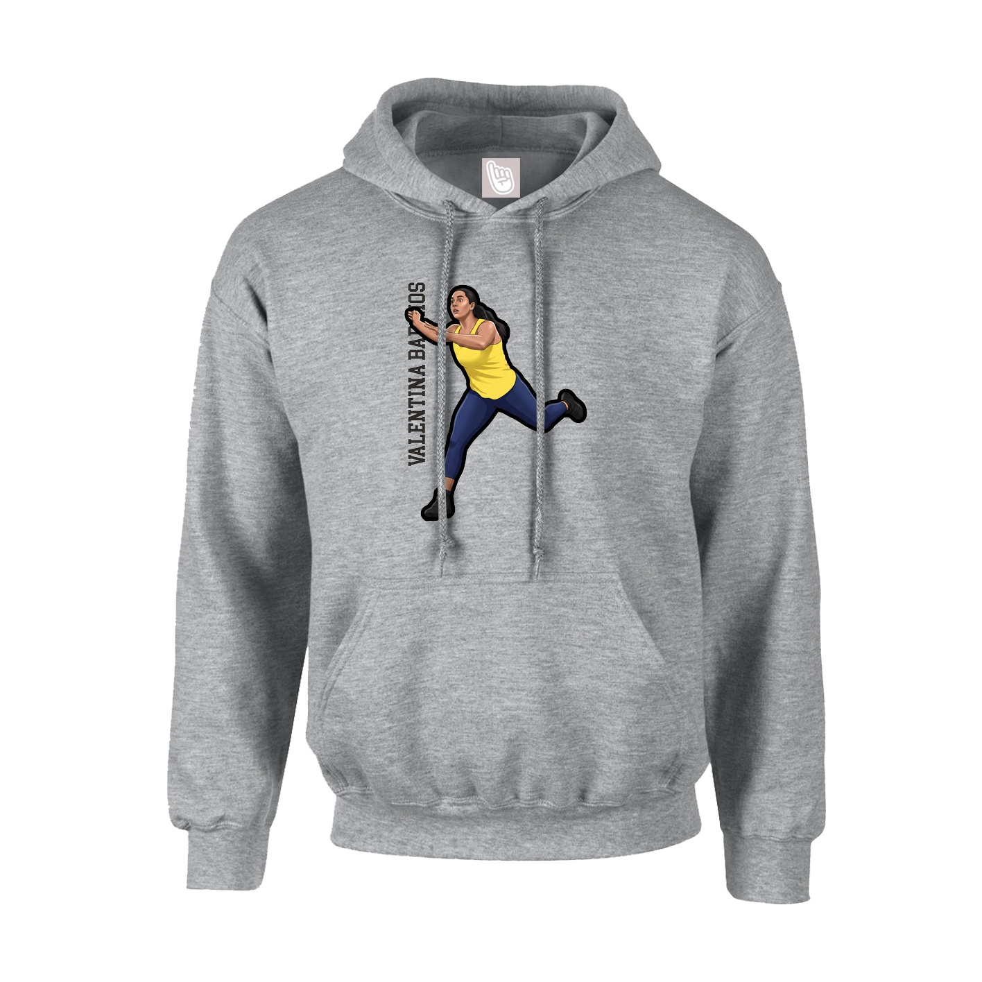 Youth Hoodie — Name Vertical in Grey