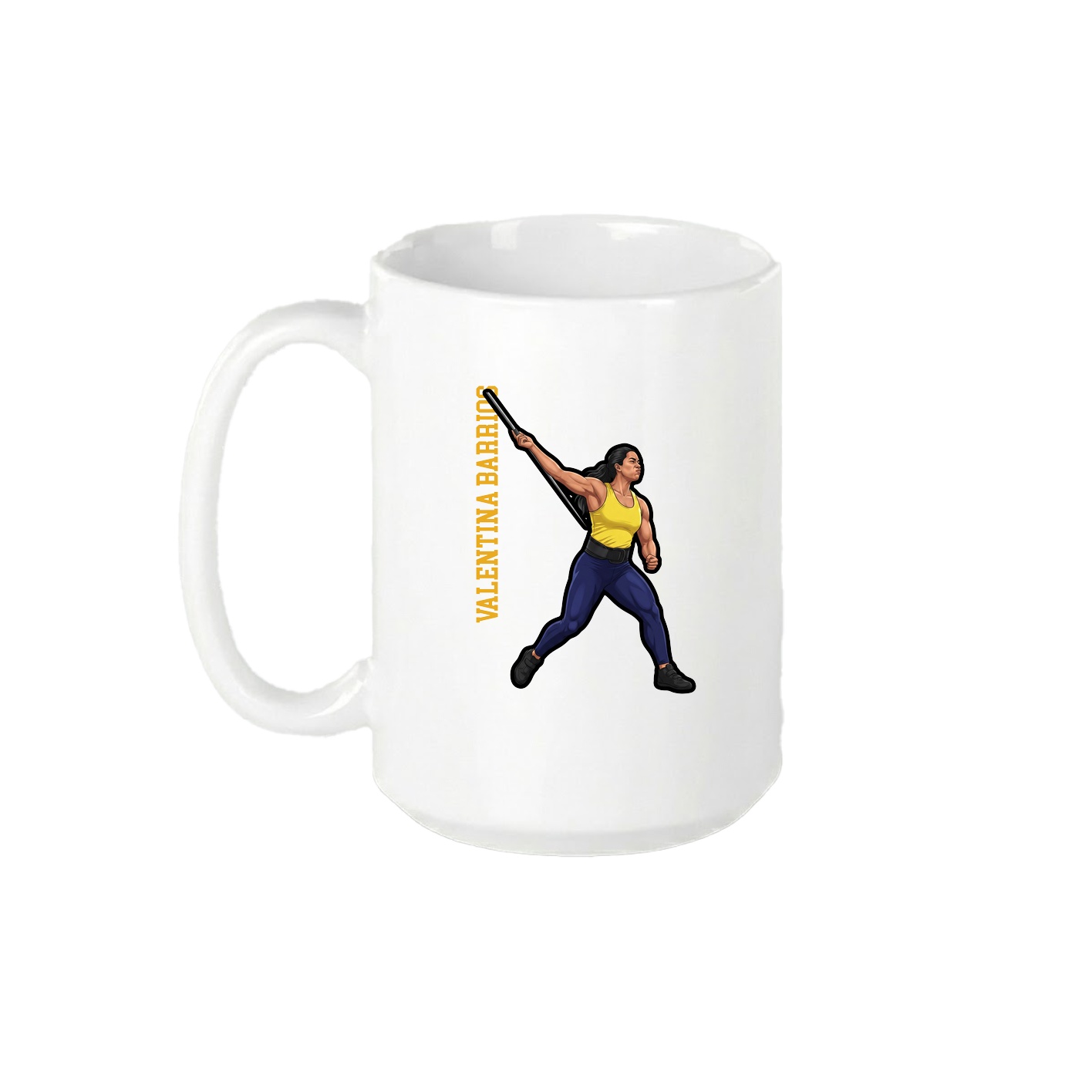 15oz Coffee Mug — Name Vertical in White