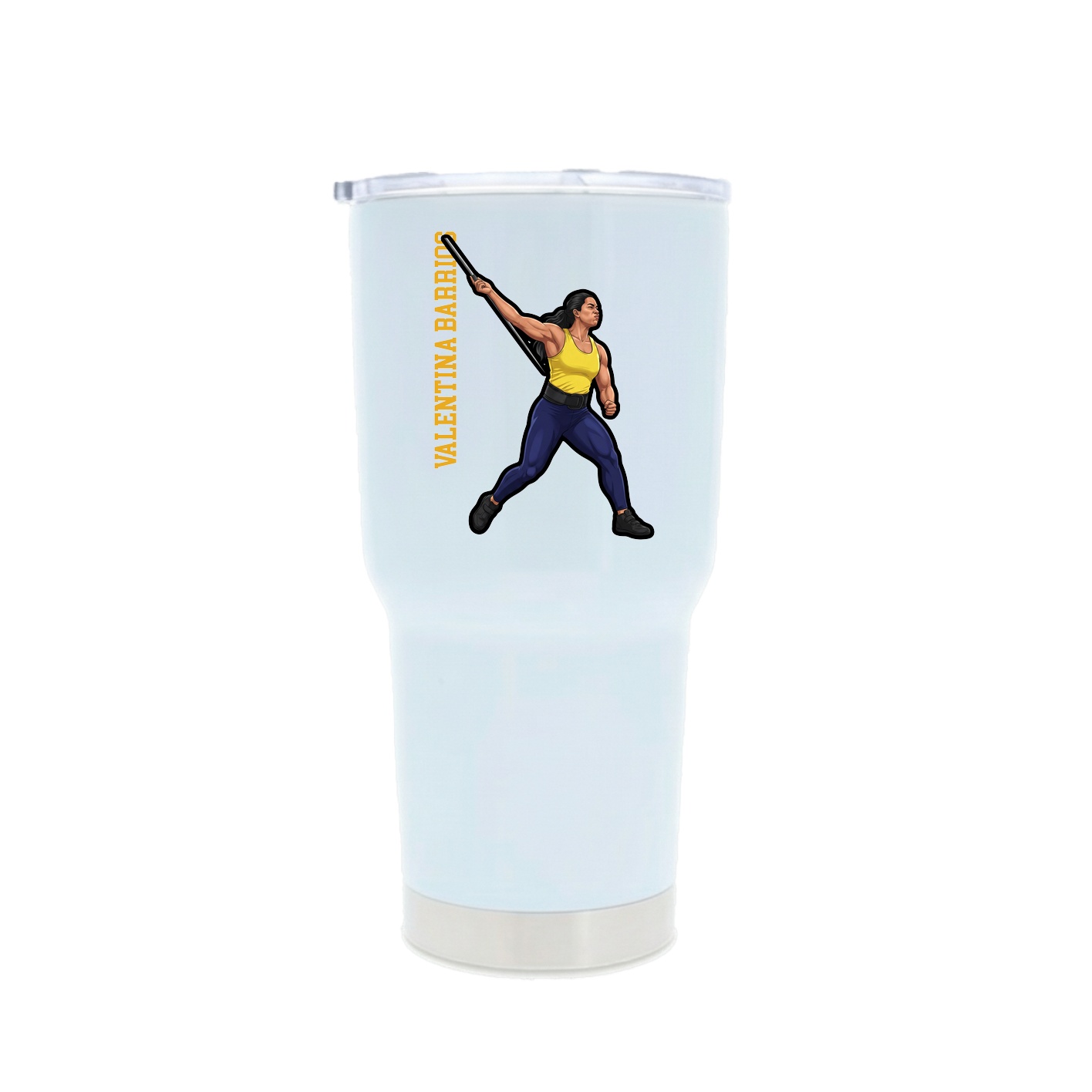 30oz Stainless Steel Tumbler — Name Vertical in White