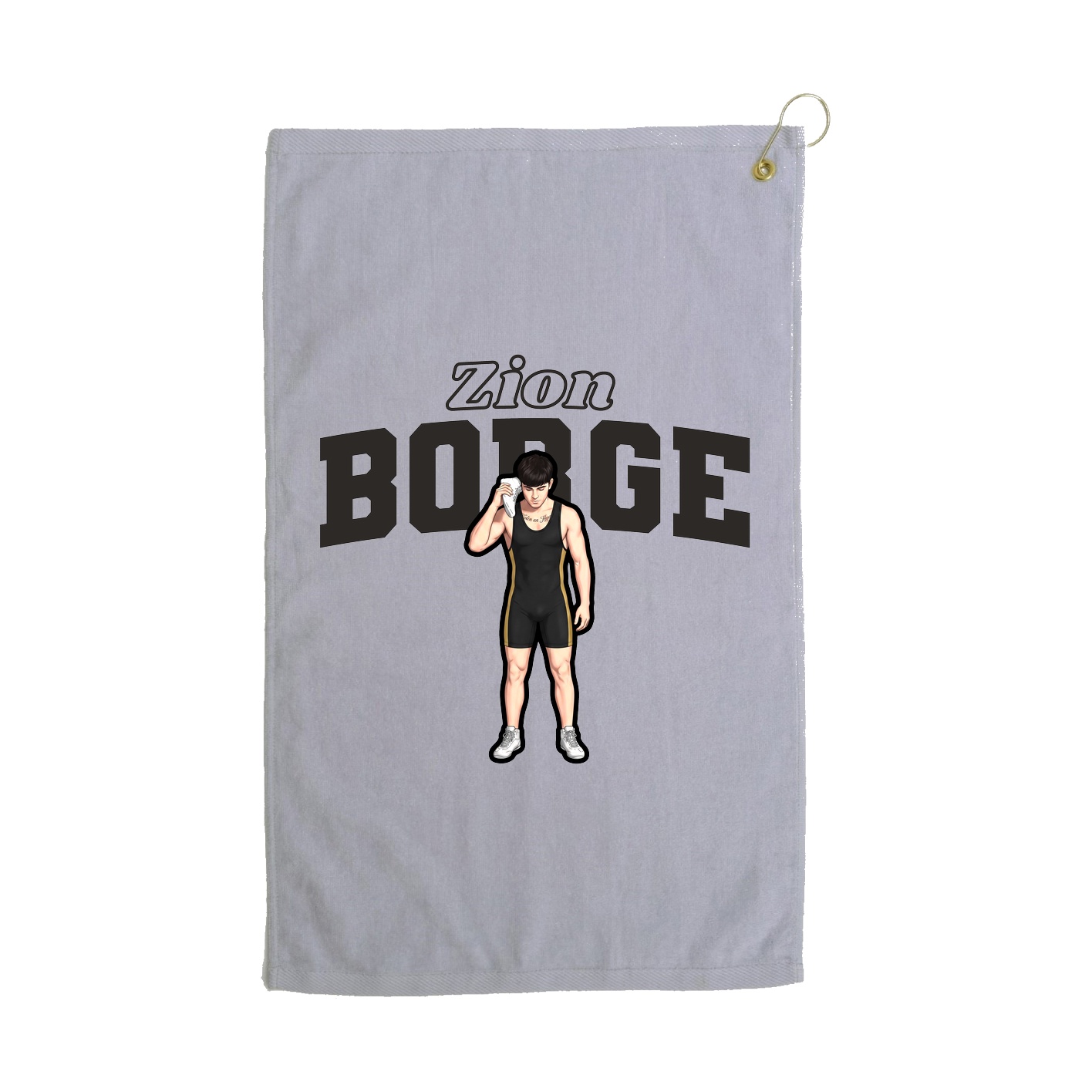 Golf Towel — Name Arch in Grey