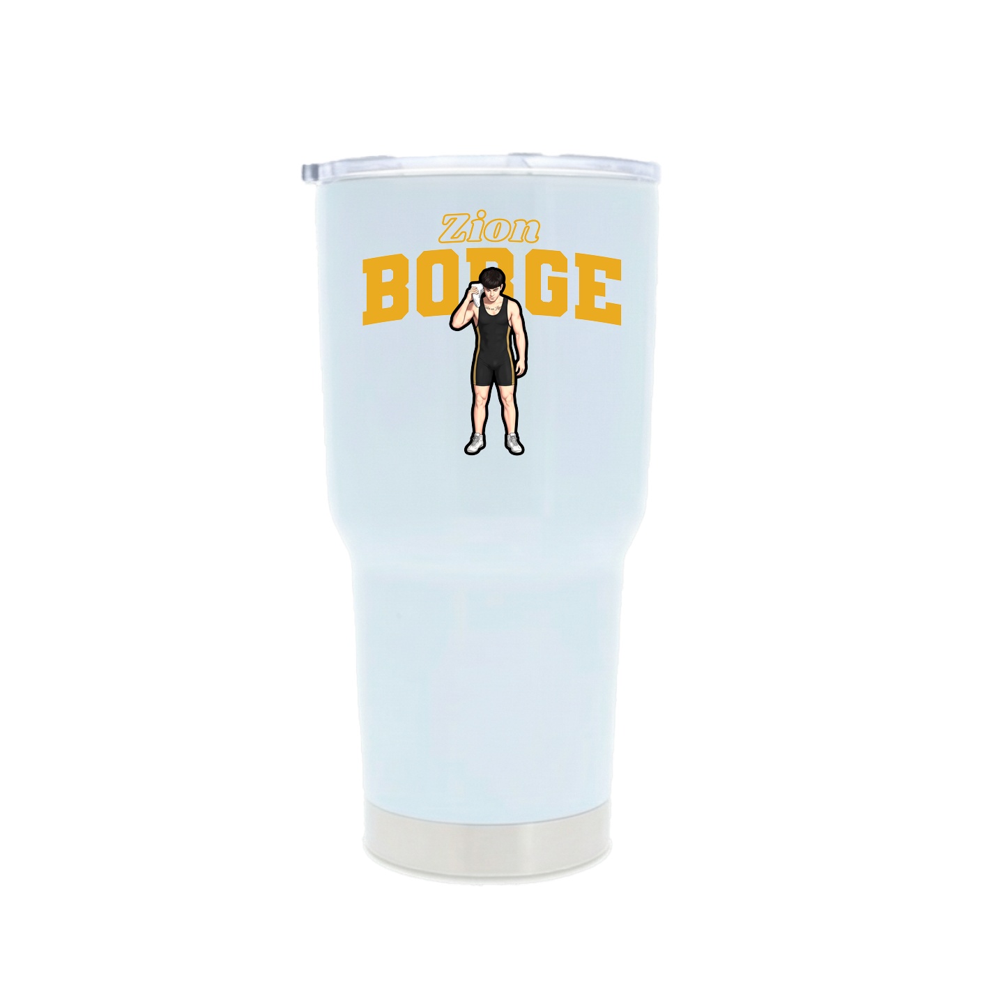 30oz Stainless Steel Tumbler — Name Arch in White