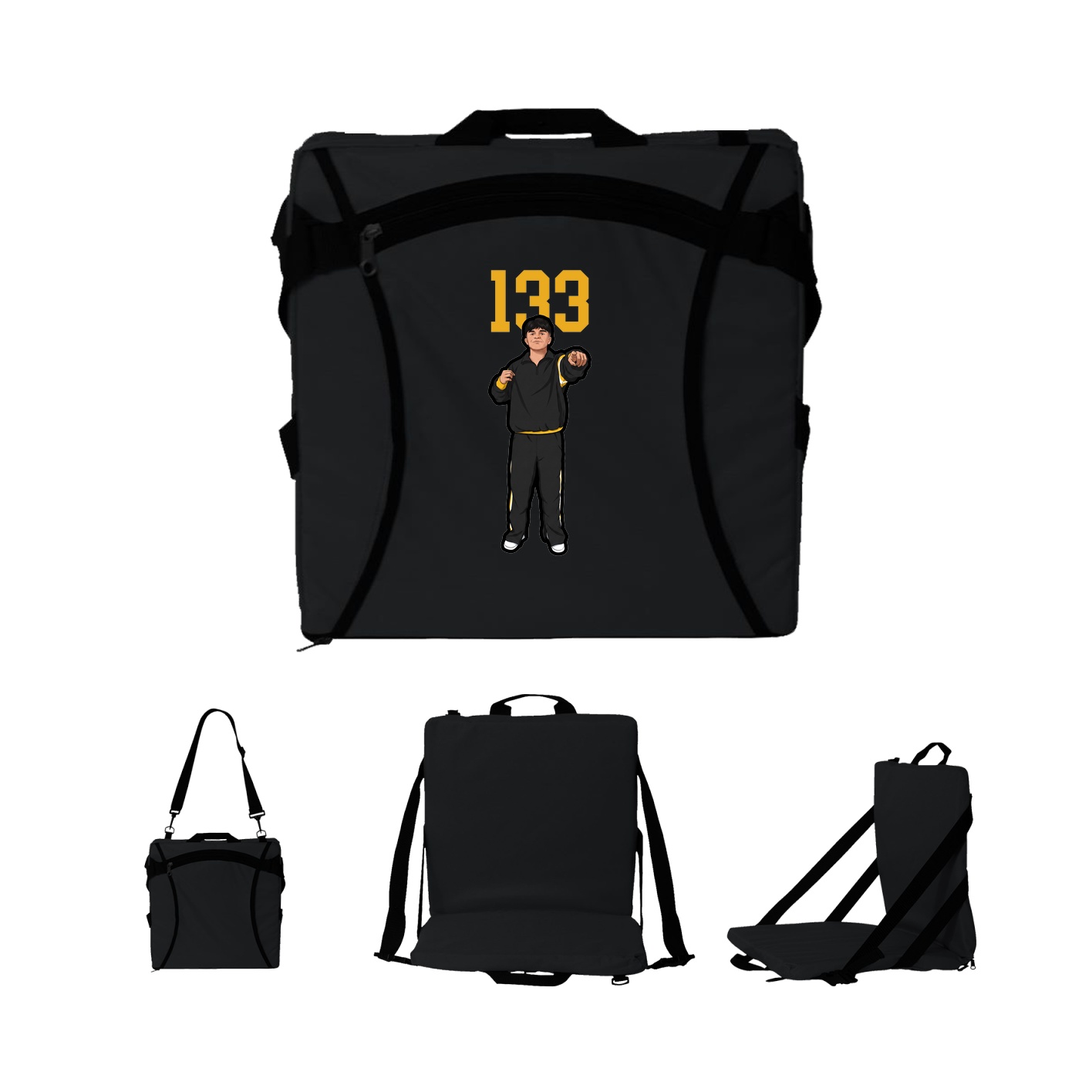 Folding Stadium Seat — Number Top in Black