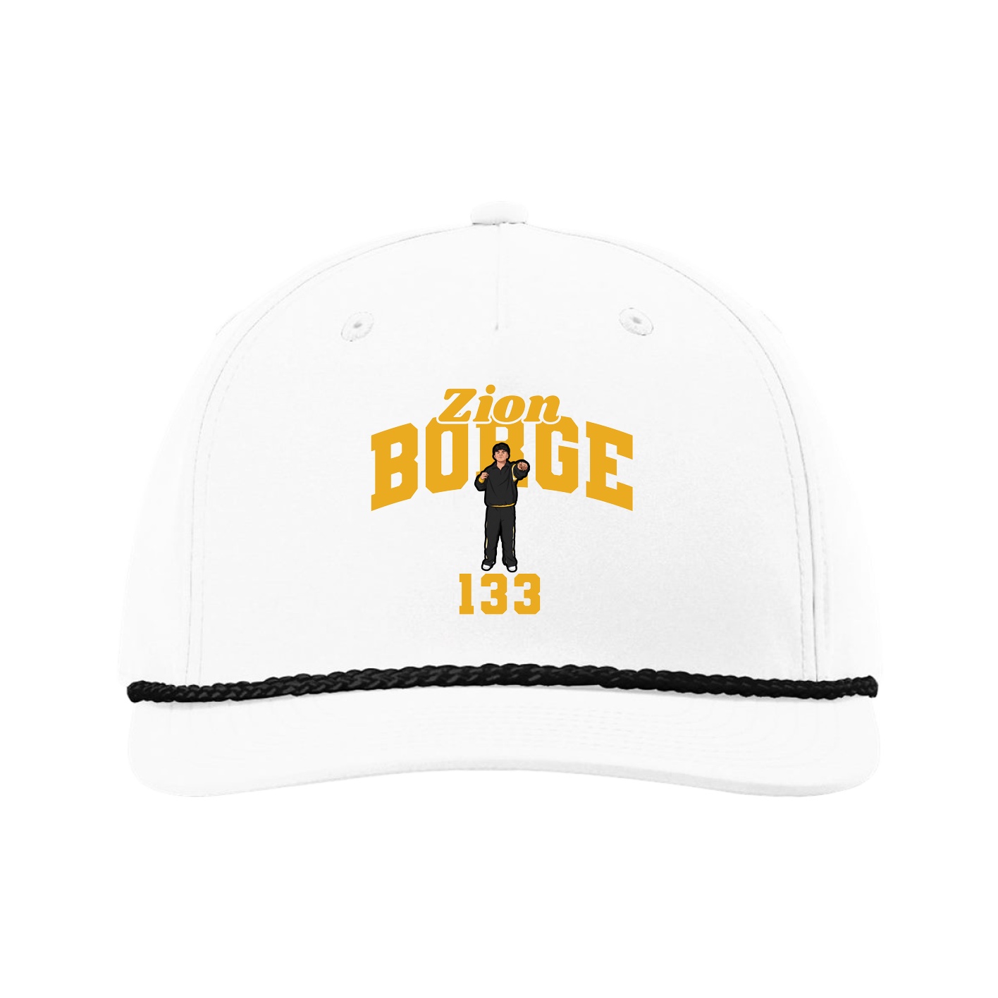 Five-Panel Classic Rope Cap — Signature Arch in White
