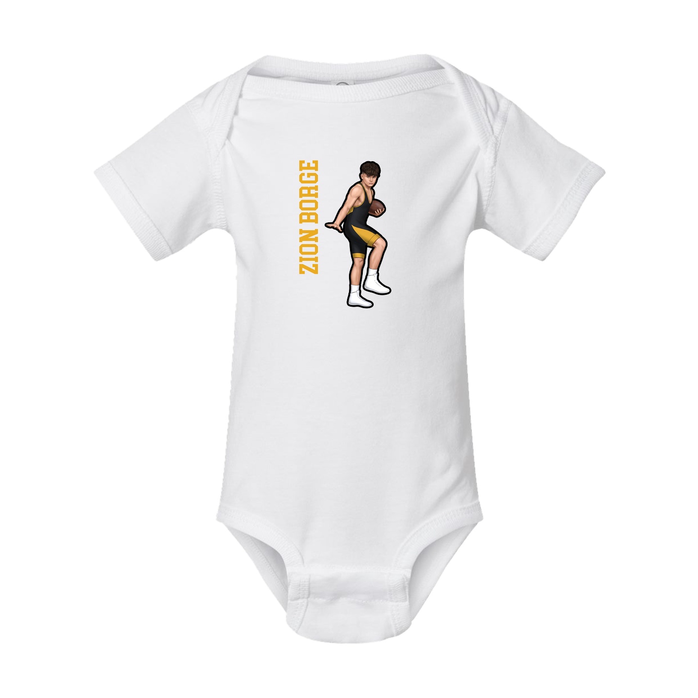 Baby Onesie — Name Vertical in White