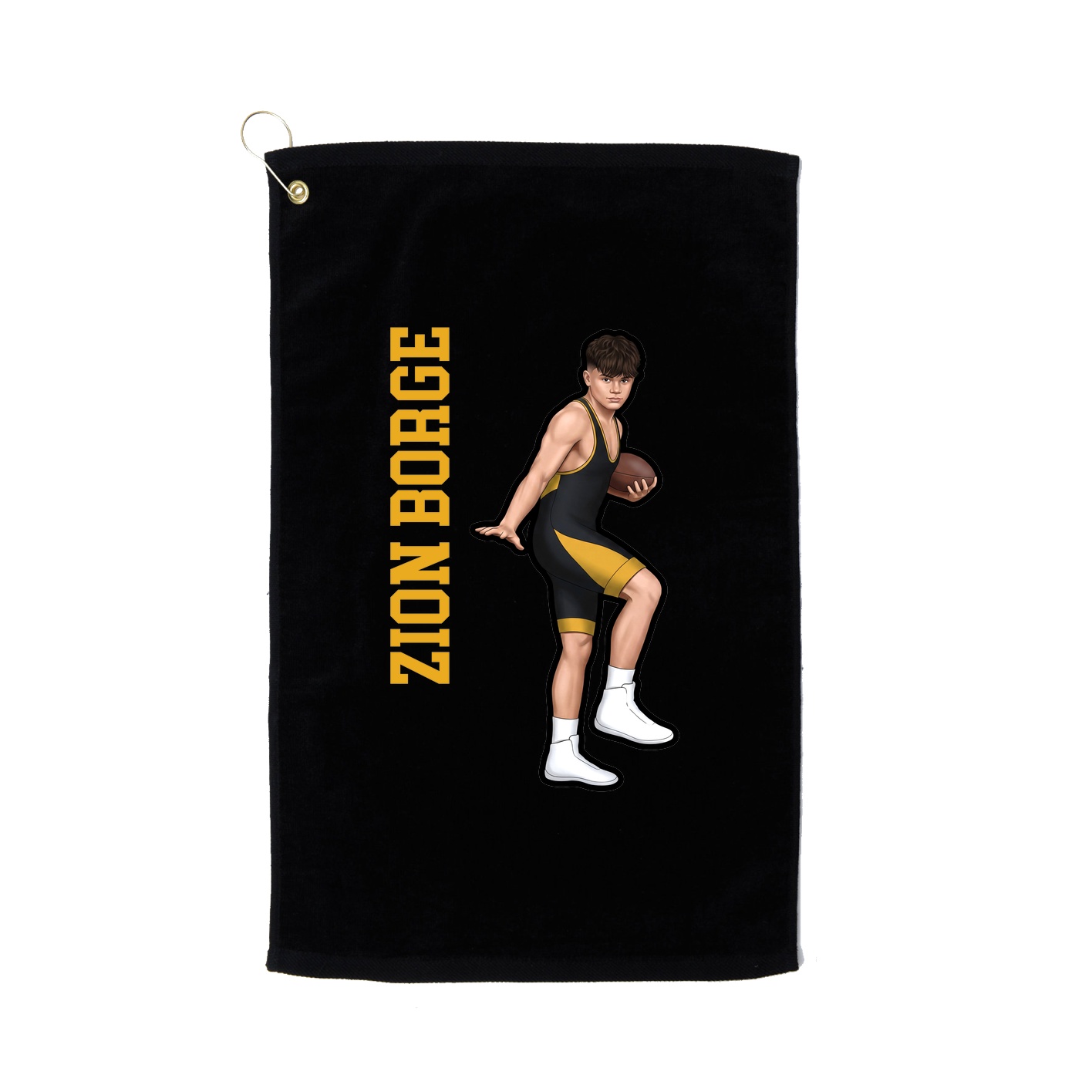 Golf Towel — Name Vertical in Black
