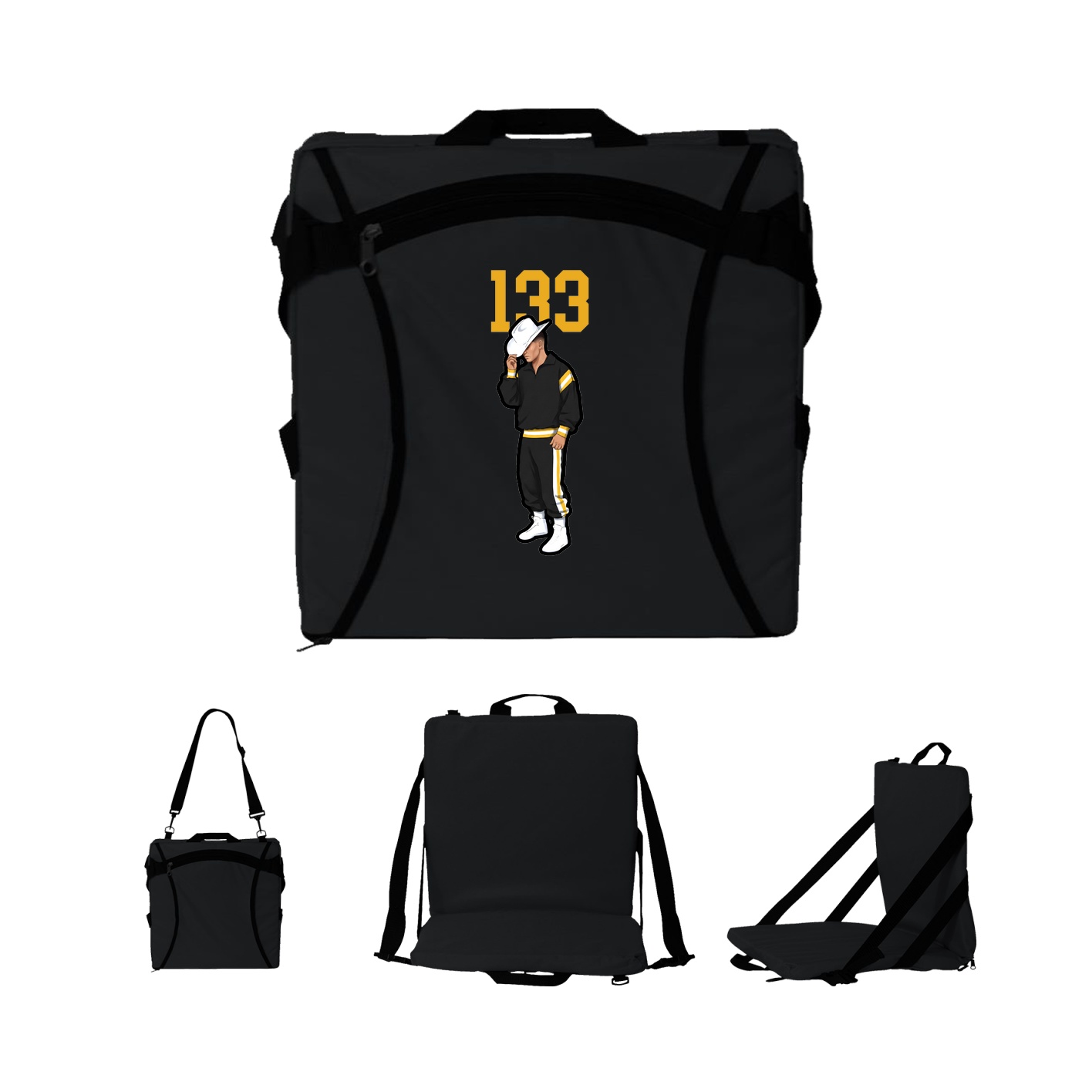 Folding Stadium Seat — Number Top in Black