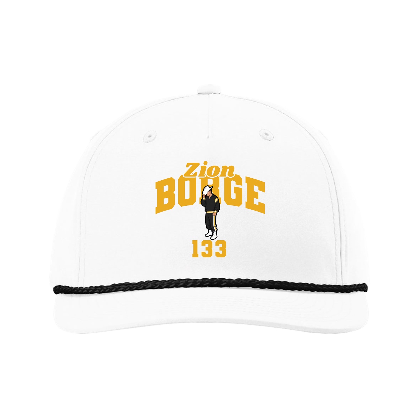 Five-Panel Classic Rope Cap — Signature Arch in White