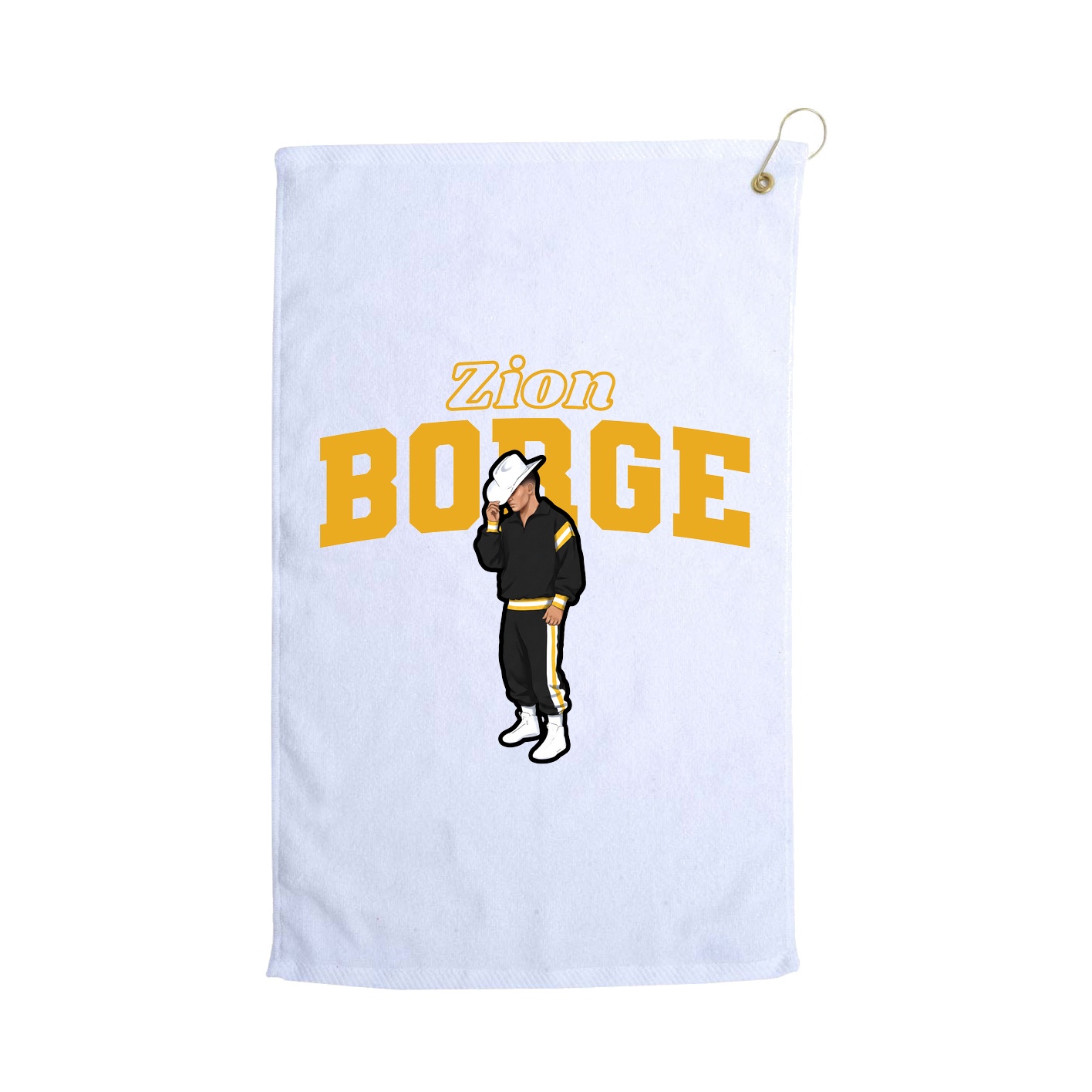Golf Towel — Name Arch in White