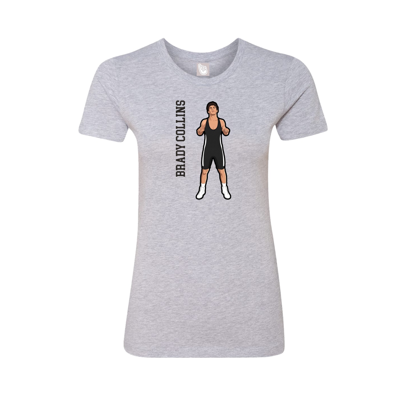 Fitted Women's Tee — Name Vertical in Grey