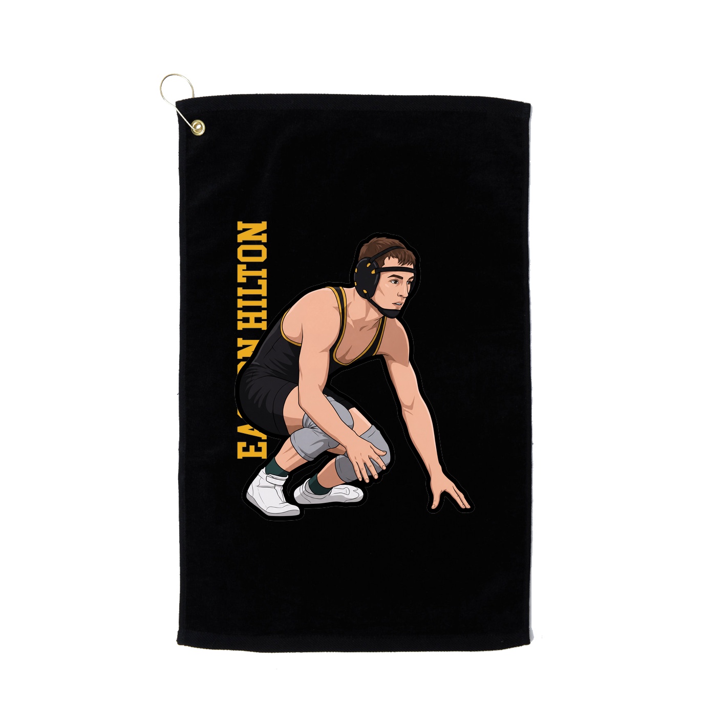 Golf Towel — Name Vertical in Black