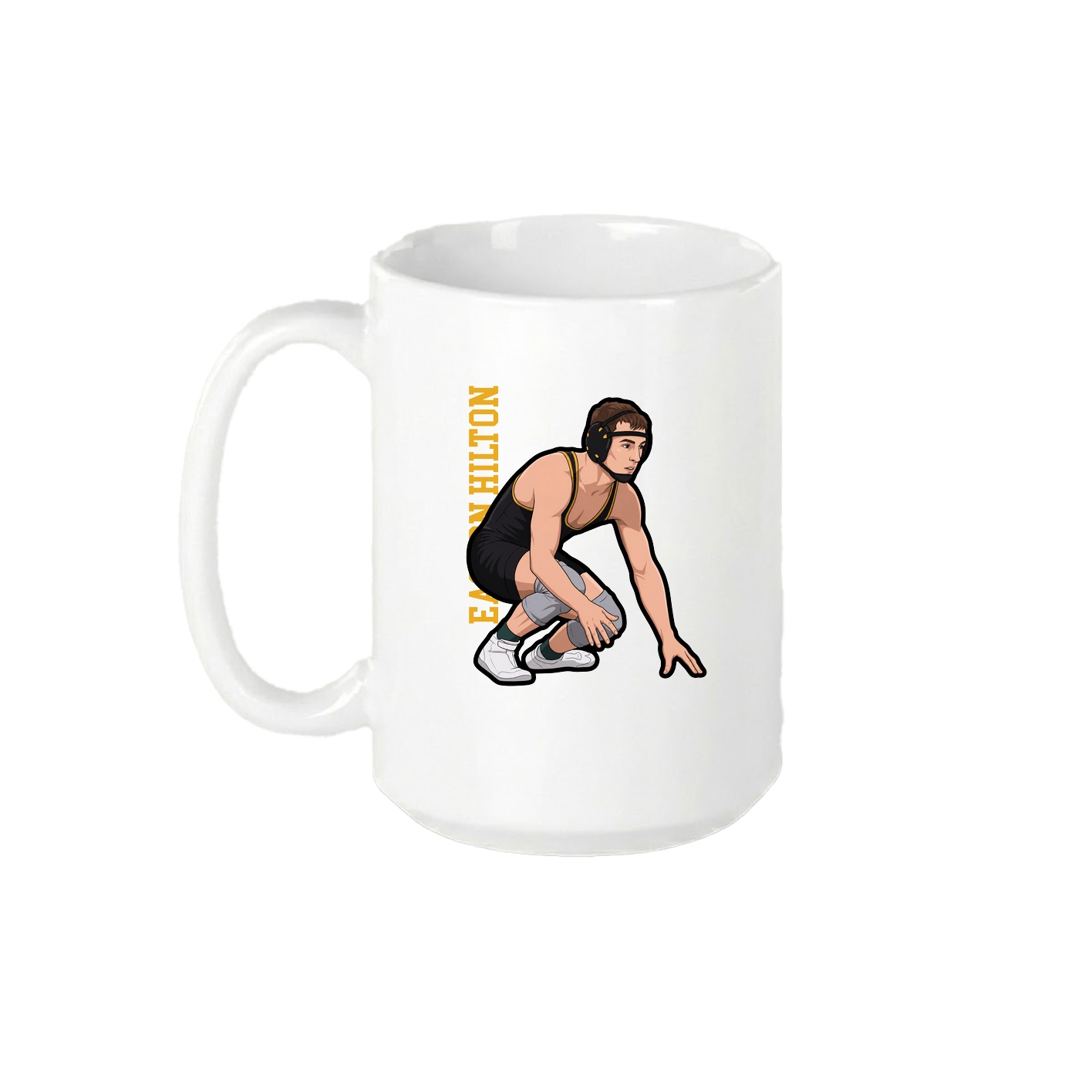 15oz Coffee Mug — Name Vertical in White