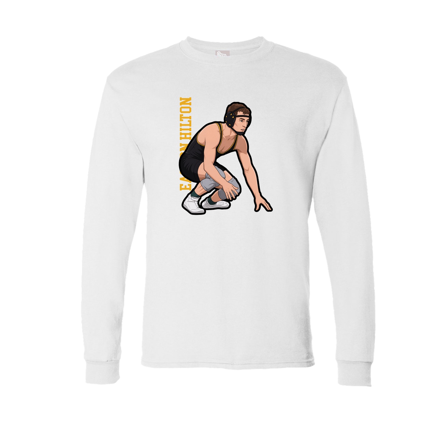 Long Sleeve Tee — Name Vertical in White