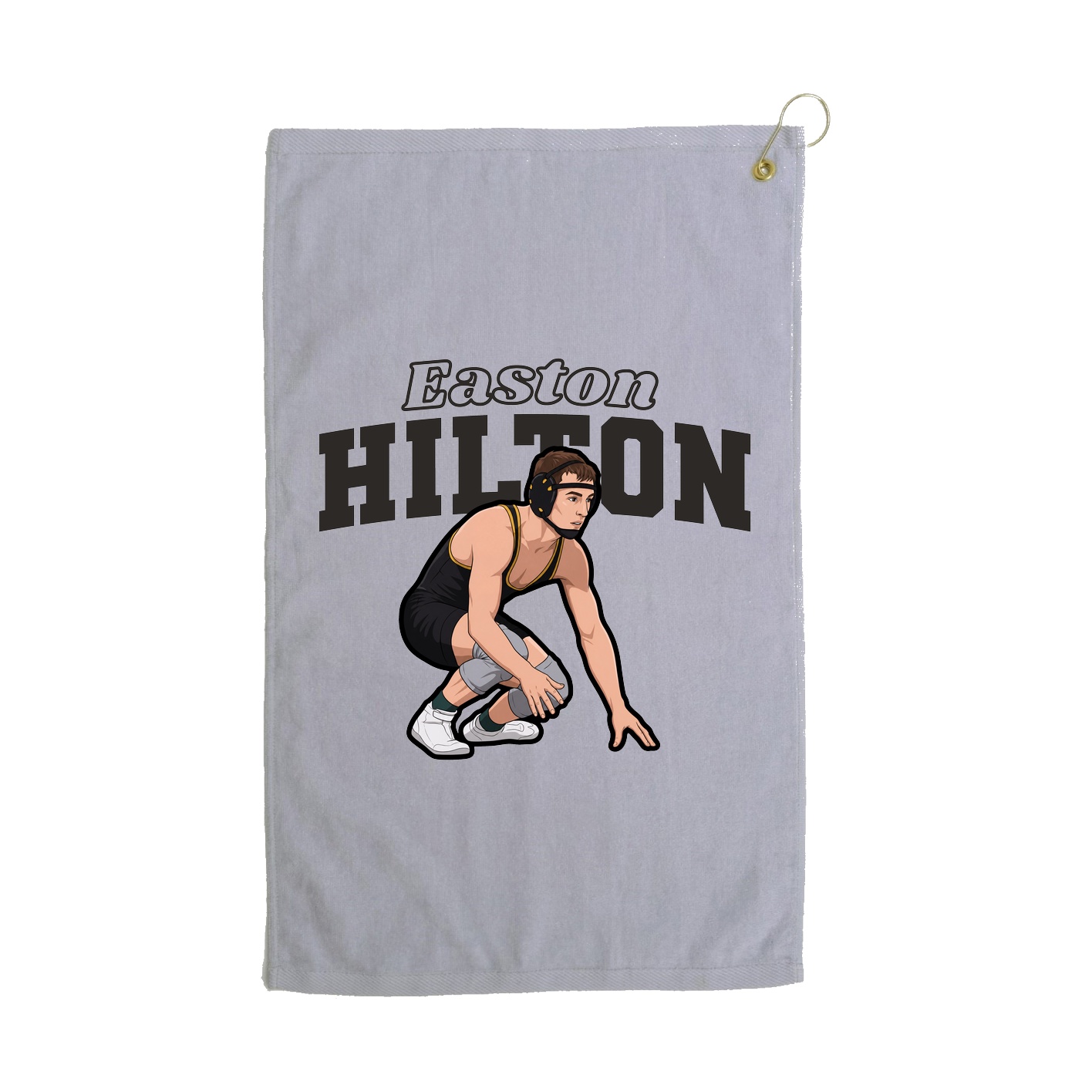 Golf Towel — Name Arch in Grey