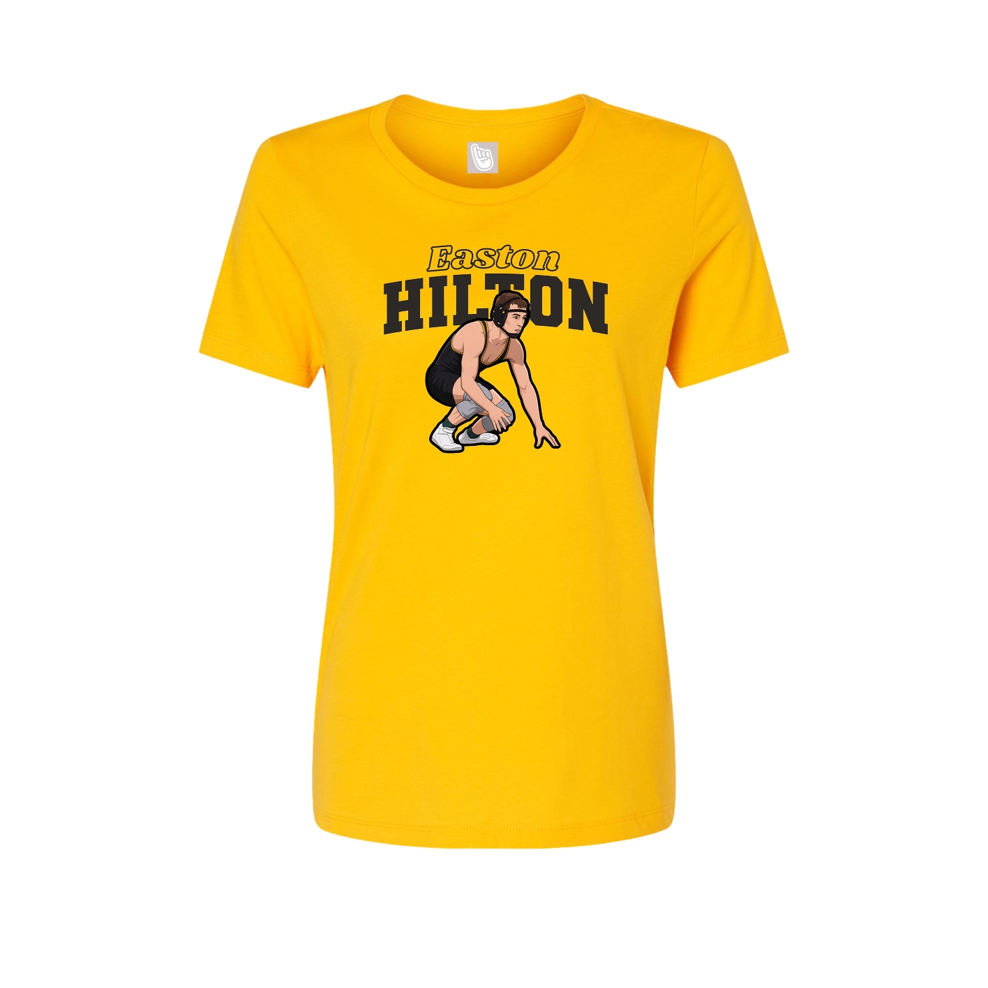Fitted Women's Tee — Name Arch in Gold