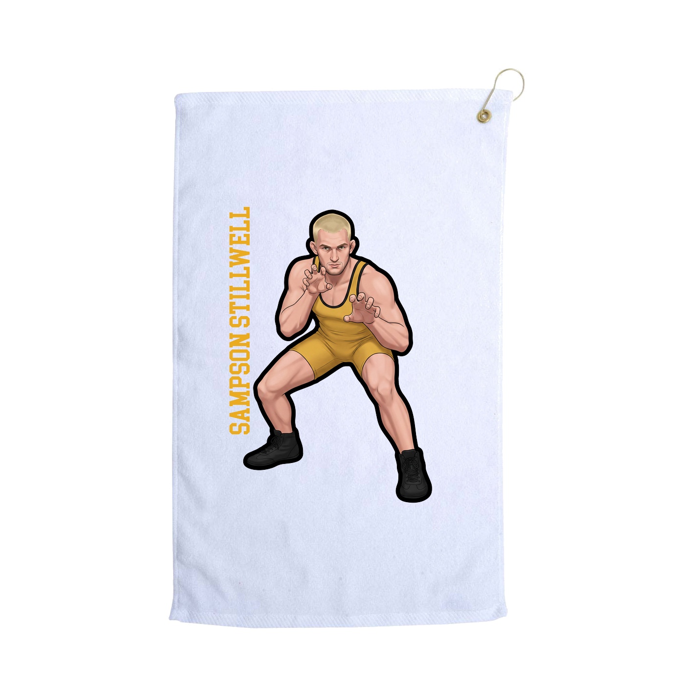 Golf Towel — Name Vertical in White
