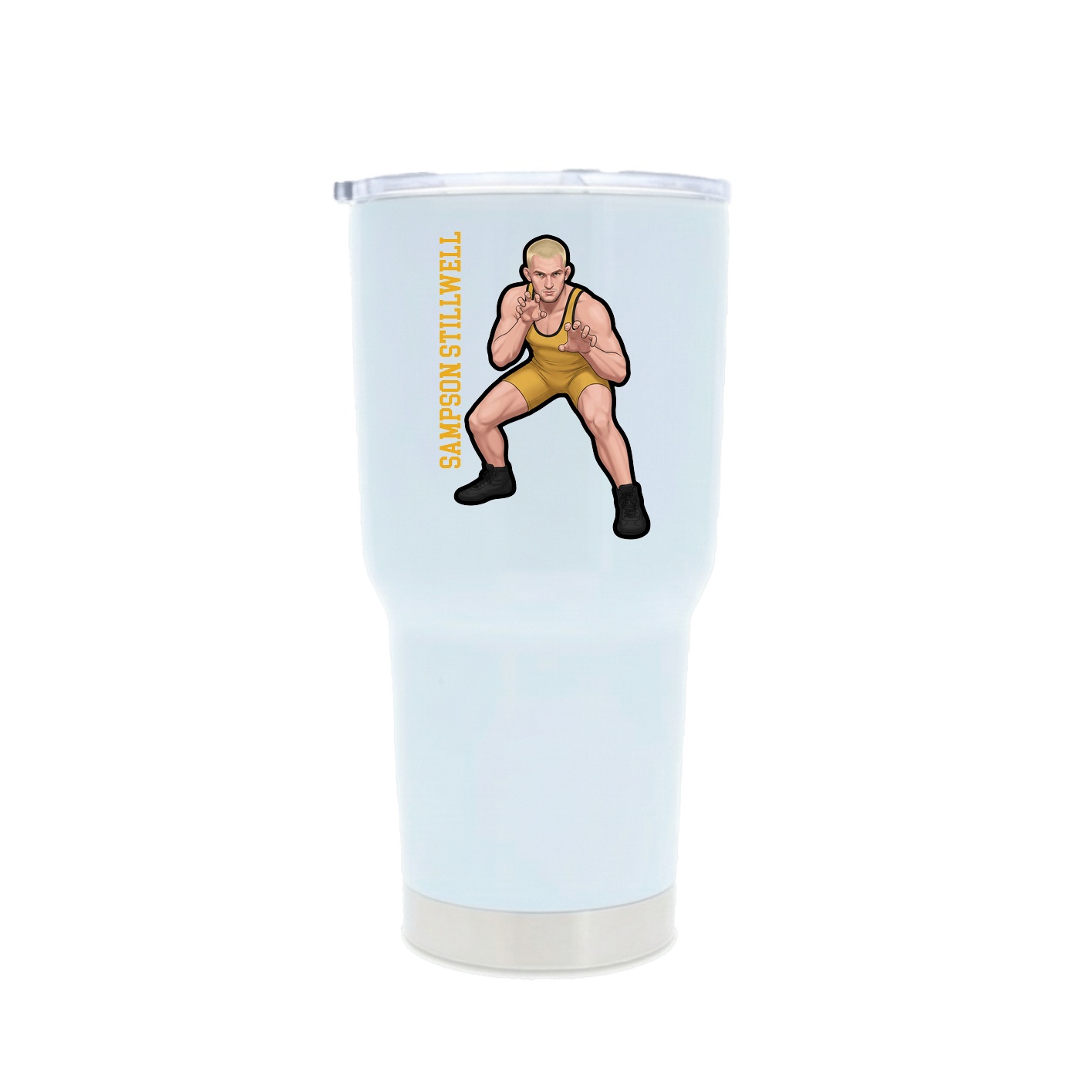 30oz Stainless Steel Tumbler — Name Vertical in White