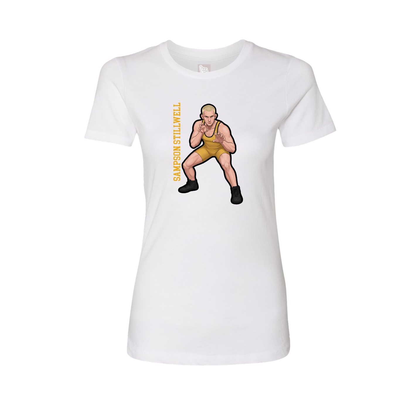Fitted Women's Tee — Name Vertical in White