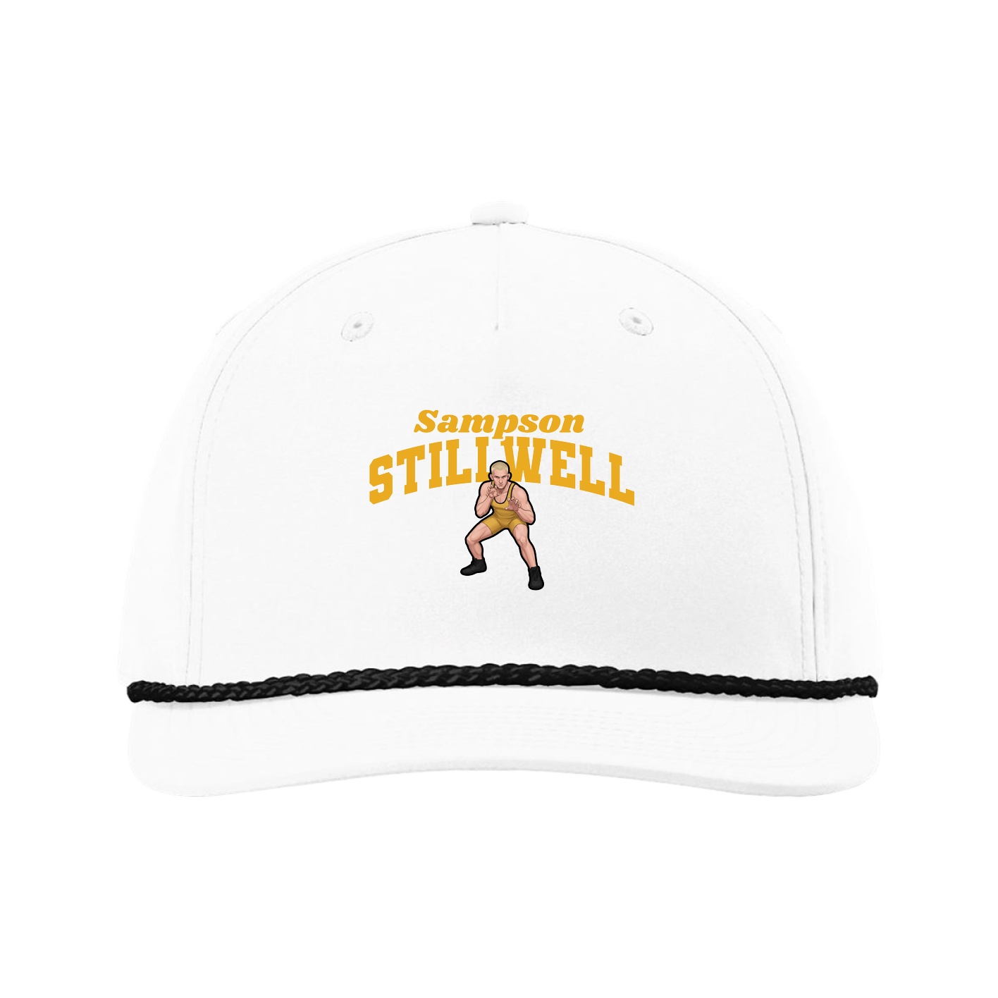 Five-Panel Classic Rope Cap — Signature Arch in White