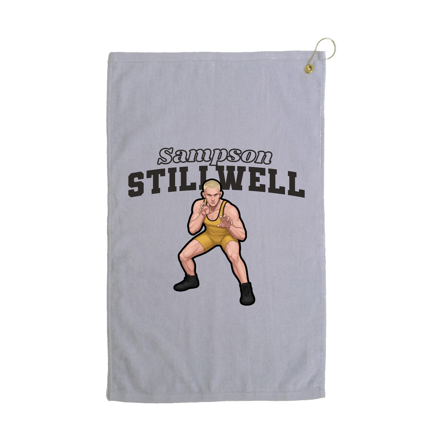 Golf Towel — Name Arch in Grey