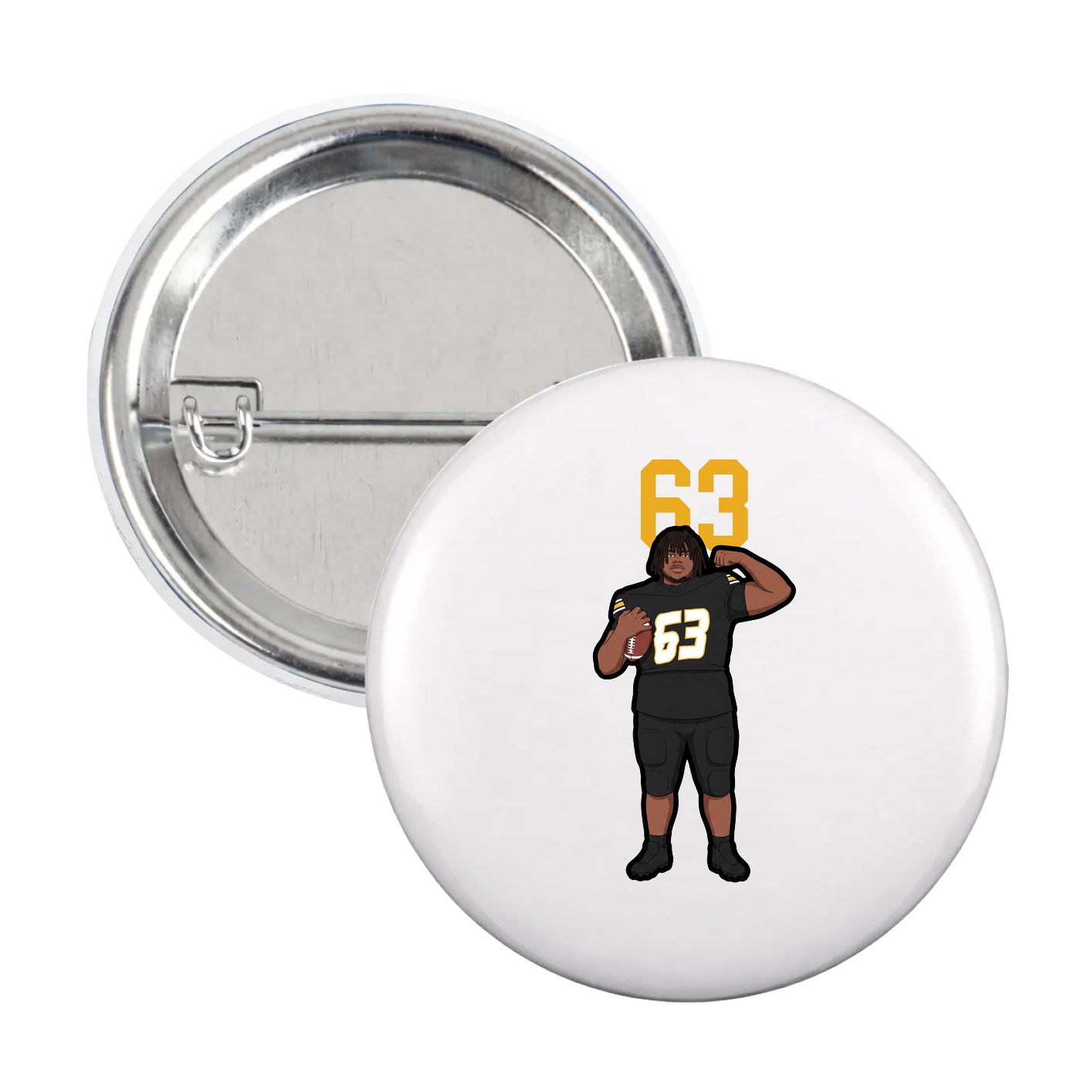 Game Day Button — Number Top in White