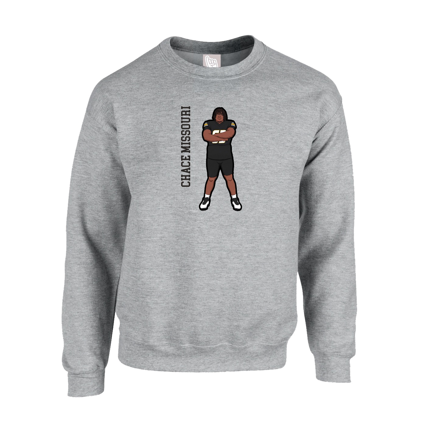 Fleece Crew — Name Vertical in Grey
