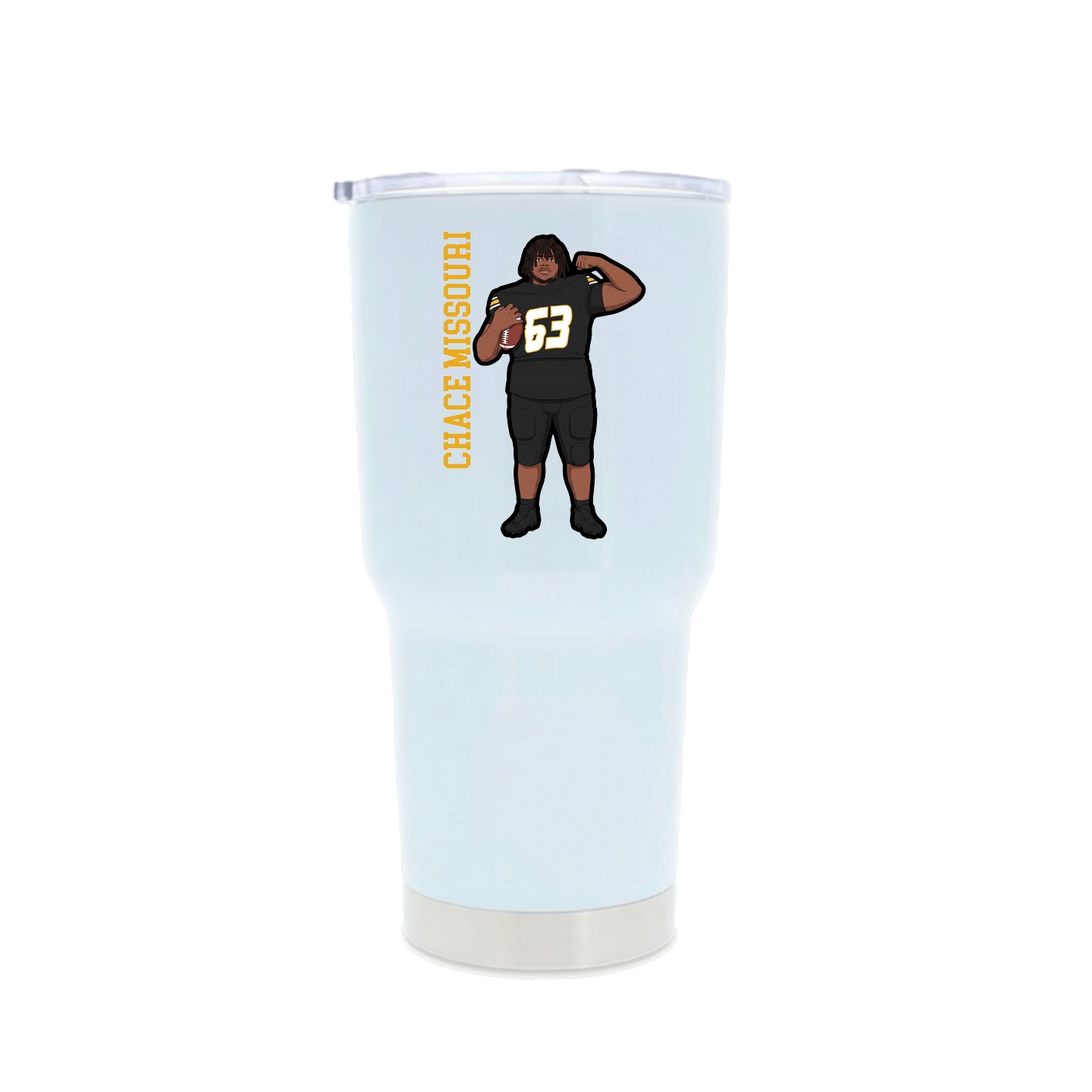 30oz Stainless Steel Tumbler — Name Vertical in White