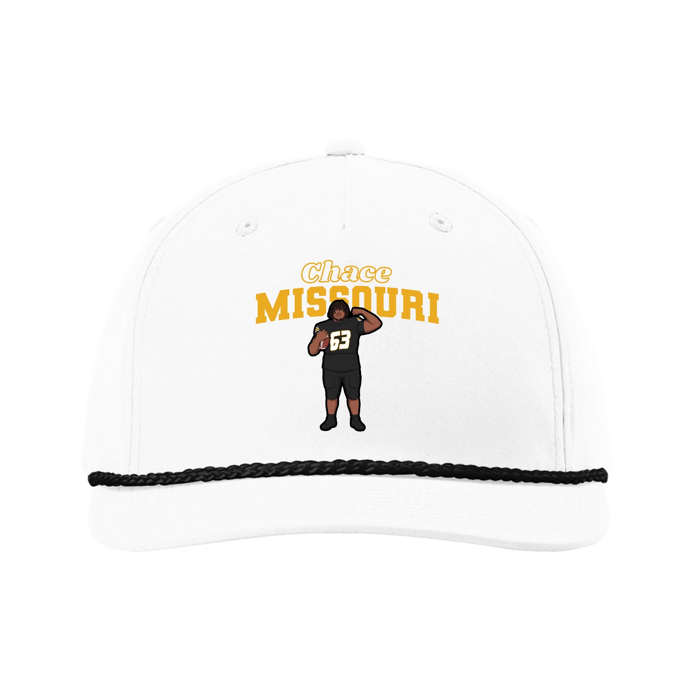 Five-Panel Classic Rope Cap — Name Arch in White