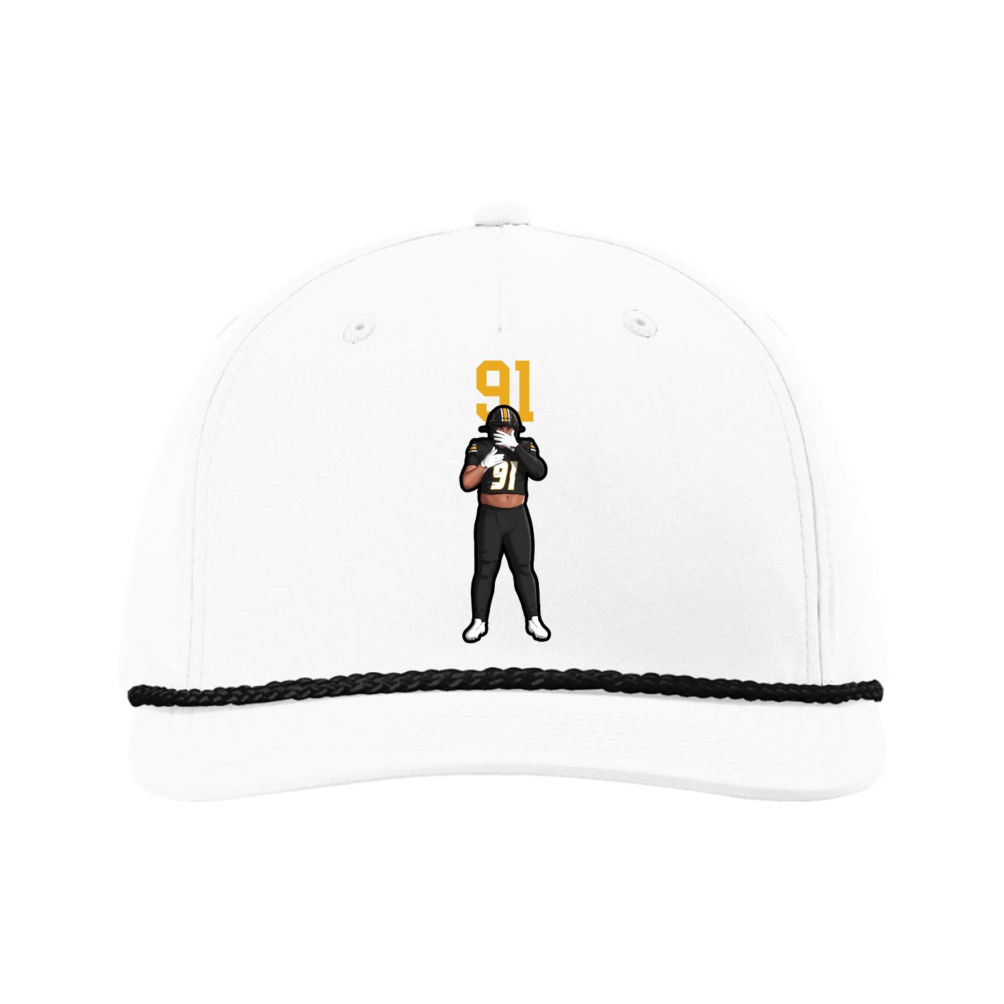 Five-Panel Classic Rope Cap — Number Top in White