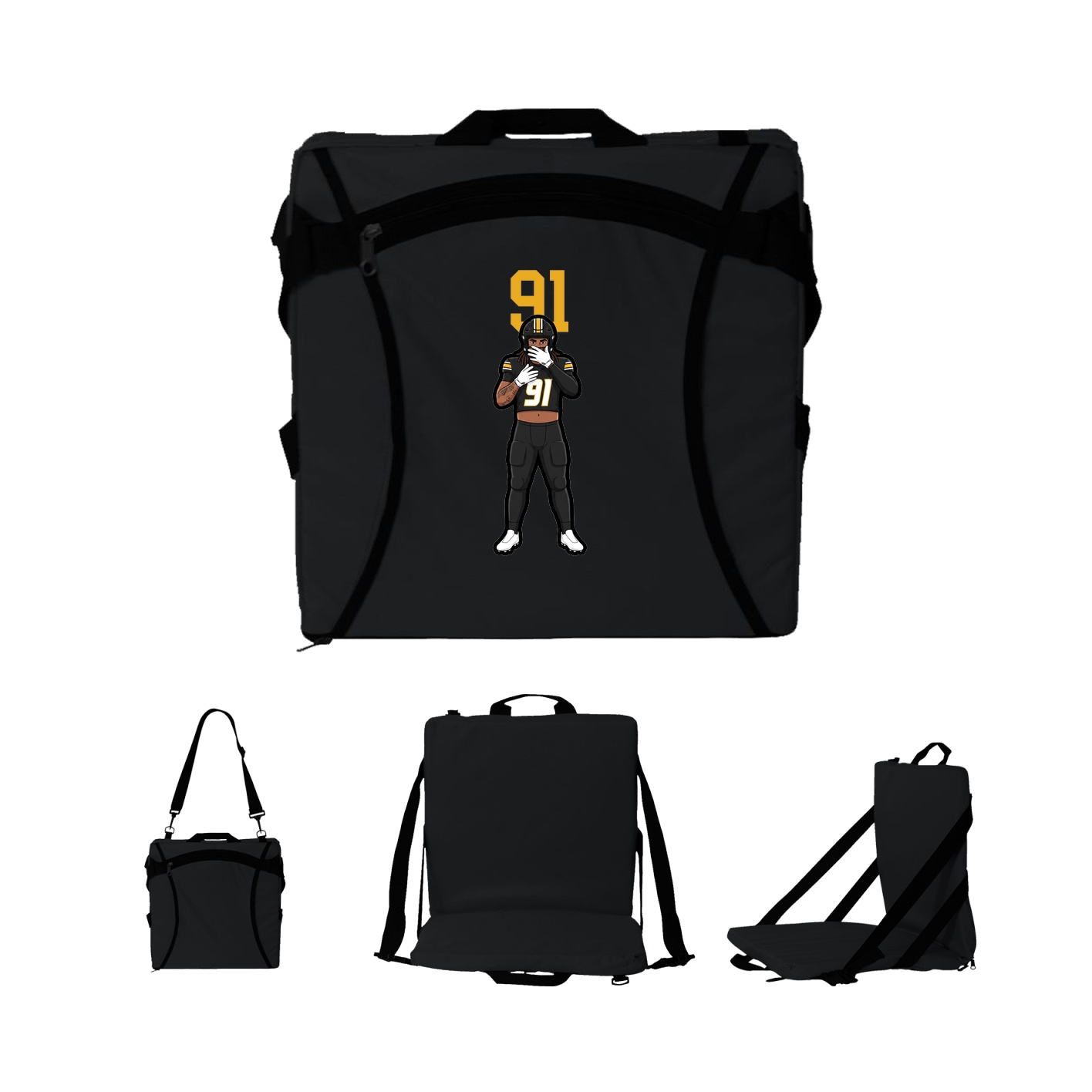 Folding Stadium Seat — Number Top in Black
