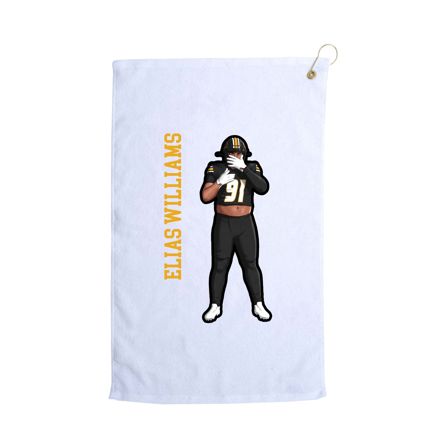 Golf Towel — Name Vertical in White