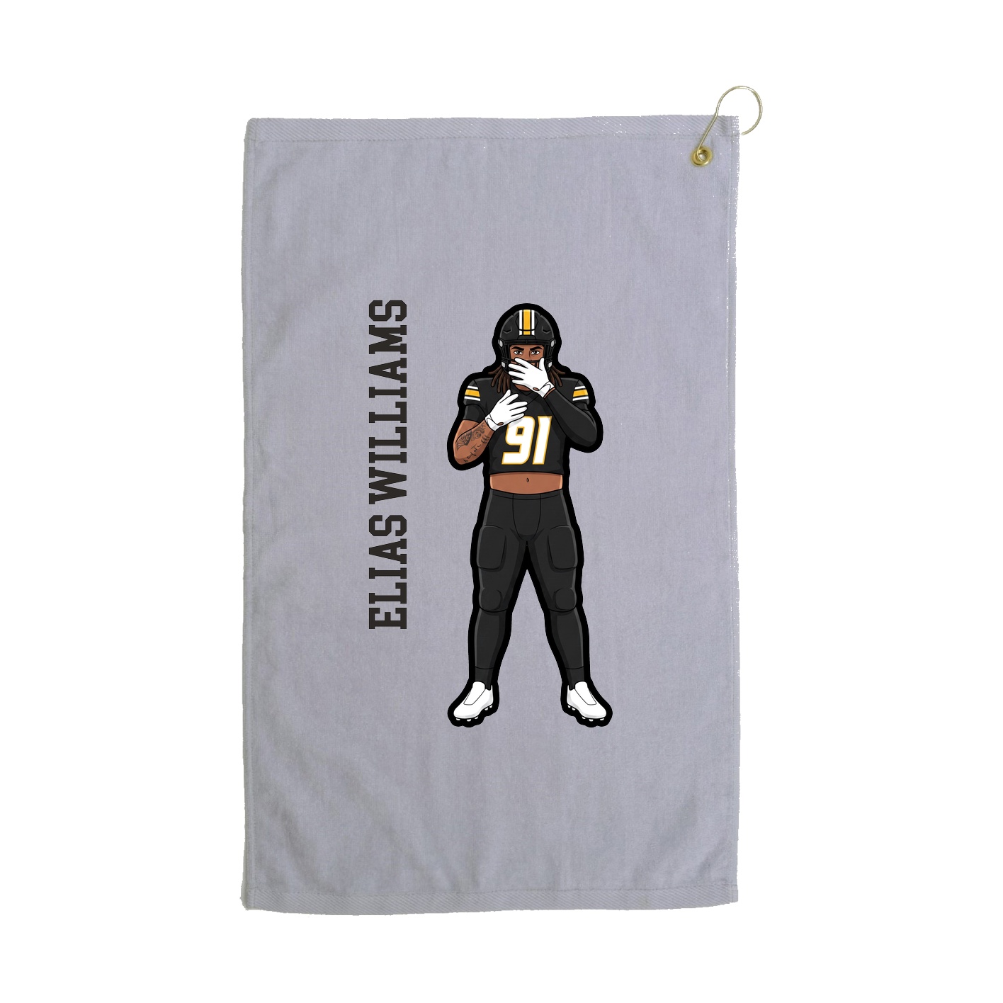 Golf Towel — Name Vertical in Grey