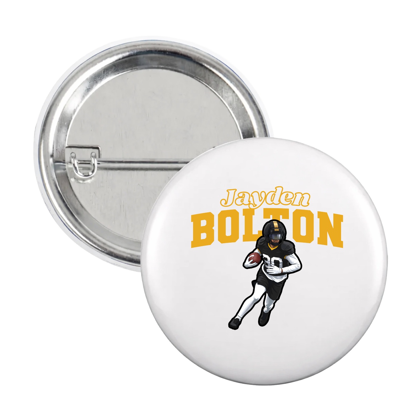 Game Day Button — Name Arch in White