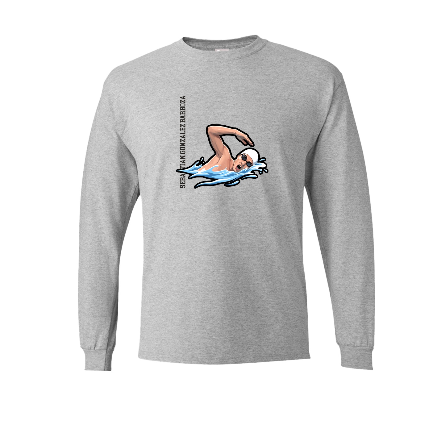 Long Sleeve Tee — Name Vertical in Grey