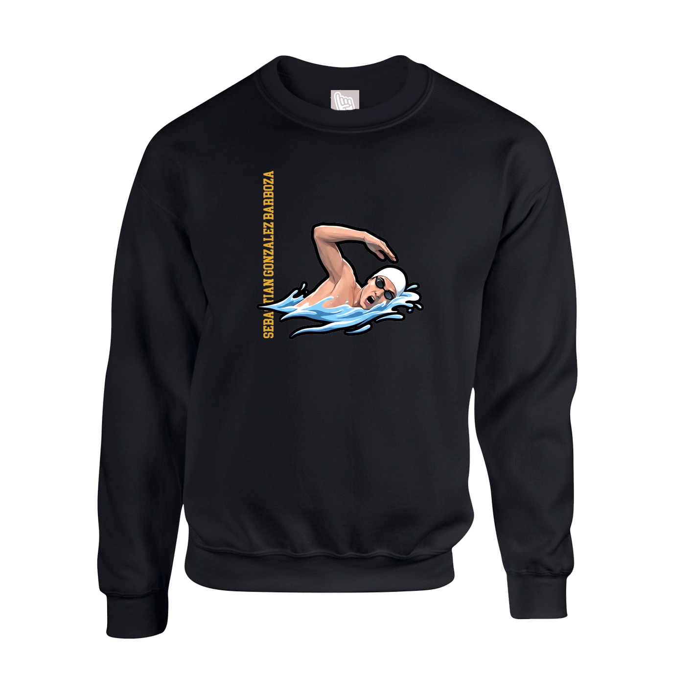 Fleece Crew — Name Vertical in Black