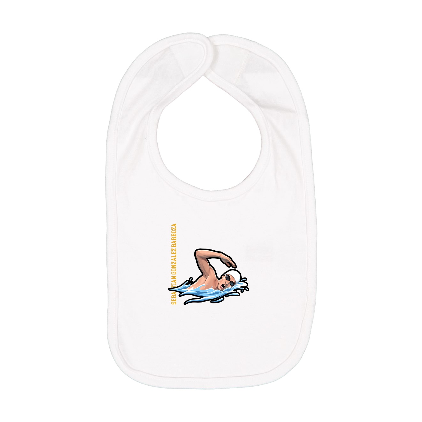 Infant Bib — Name Vertical in White